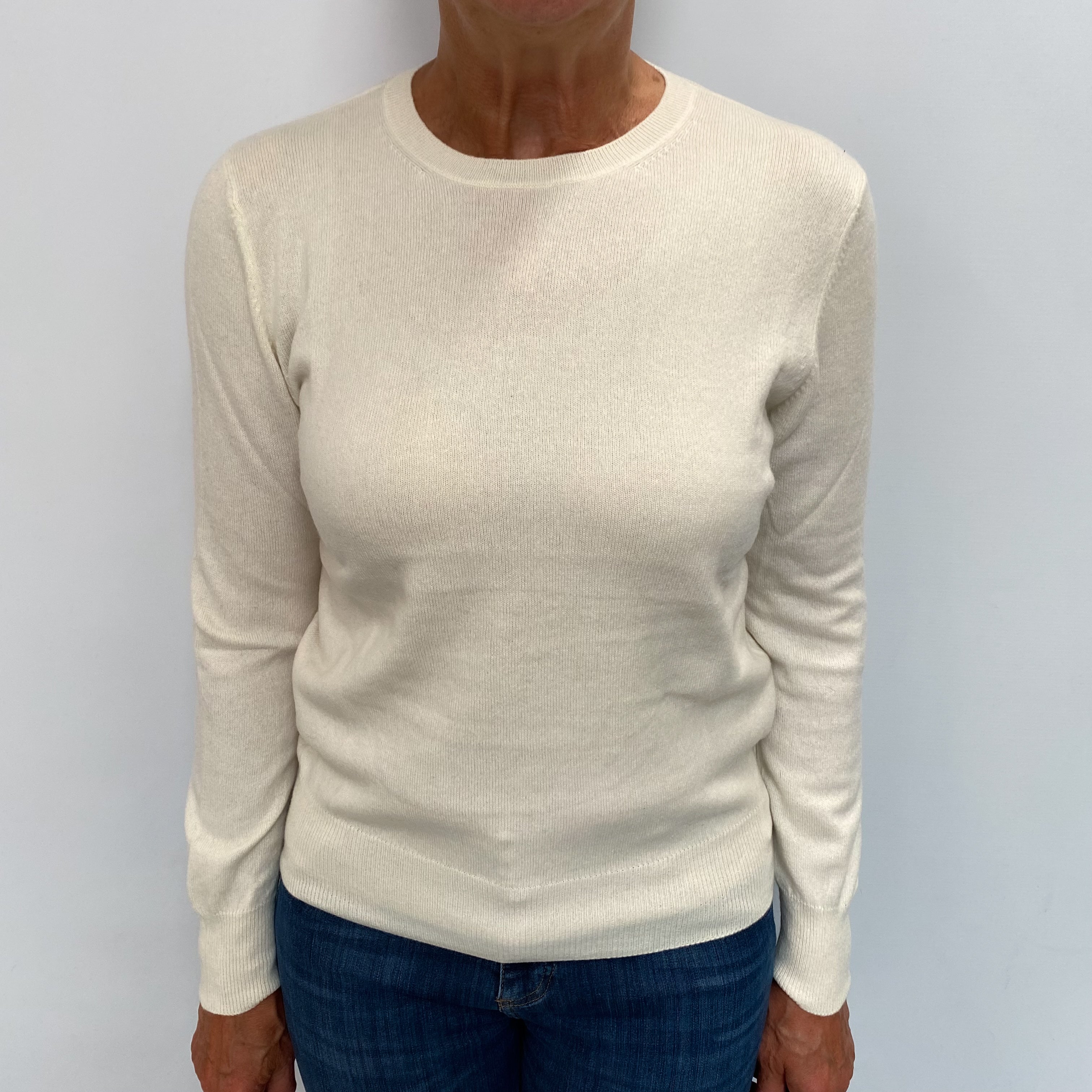 Vanilla Cream Cashmere Crew Neck Jumper Medium
