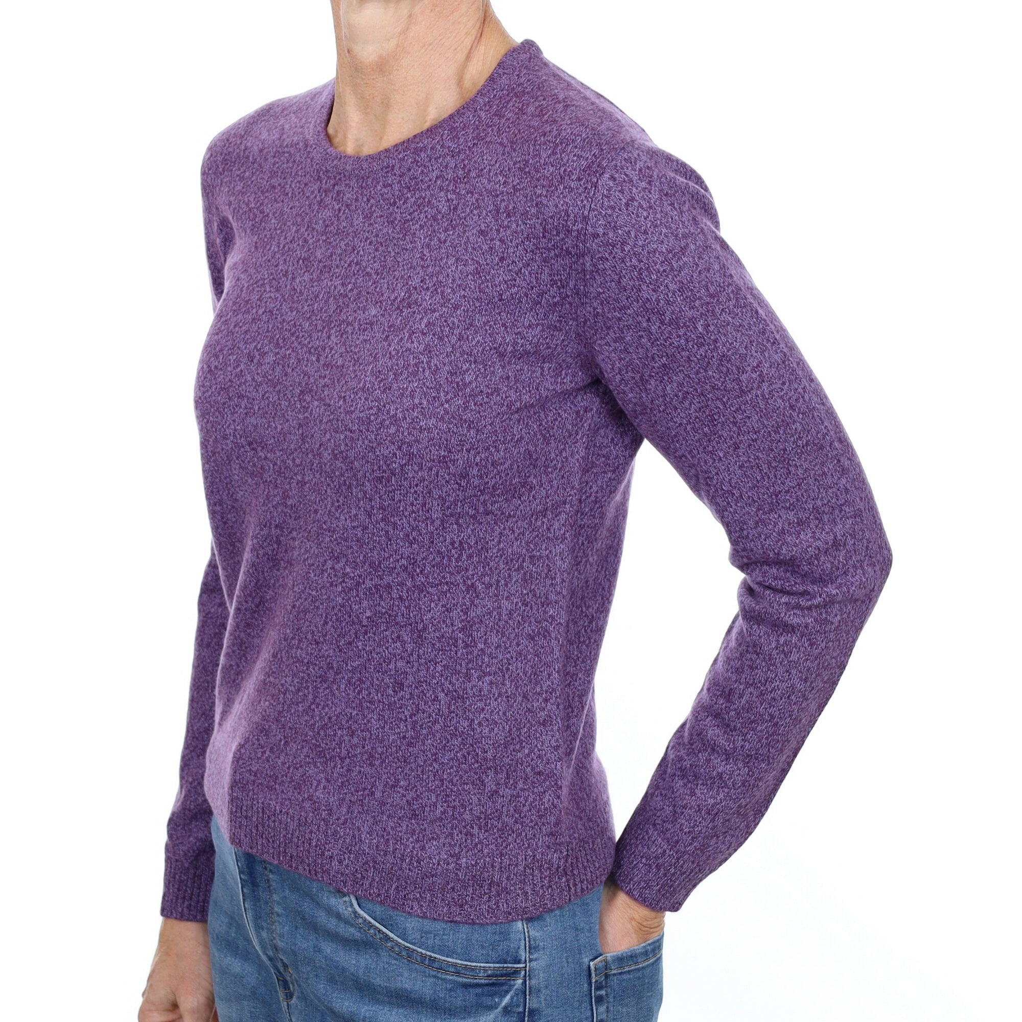 Purple Marl Cashmere Crew Neck Jumper Small