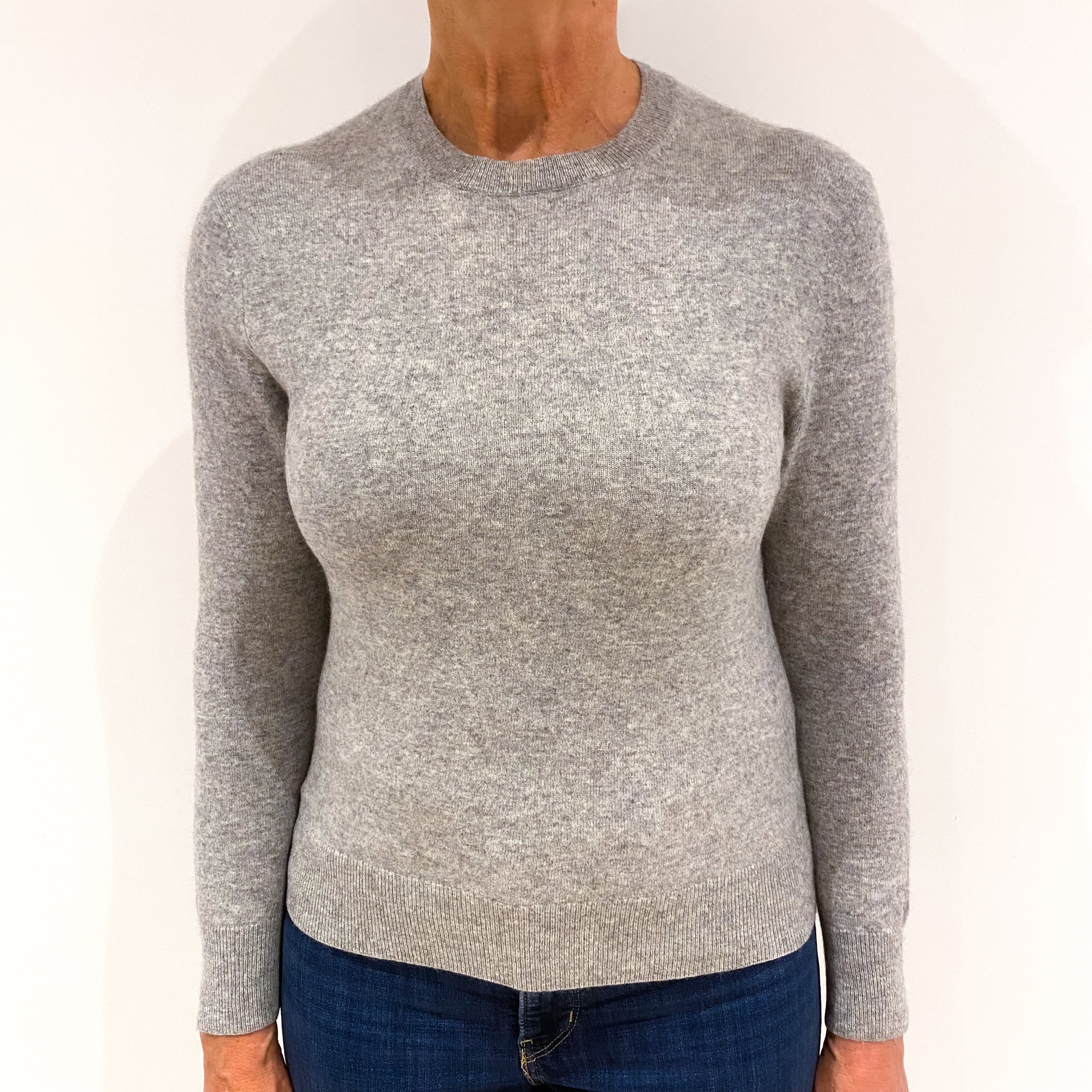 Smoke Grey Cashmere Crew Neck Jumper Medium