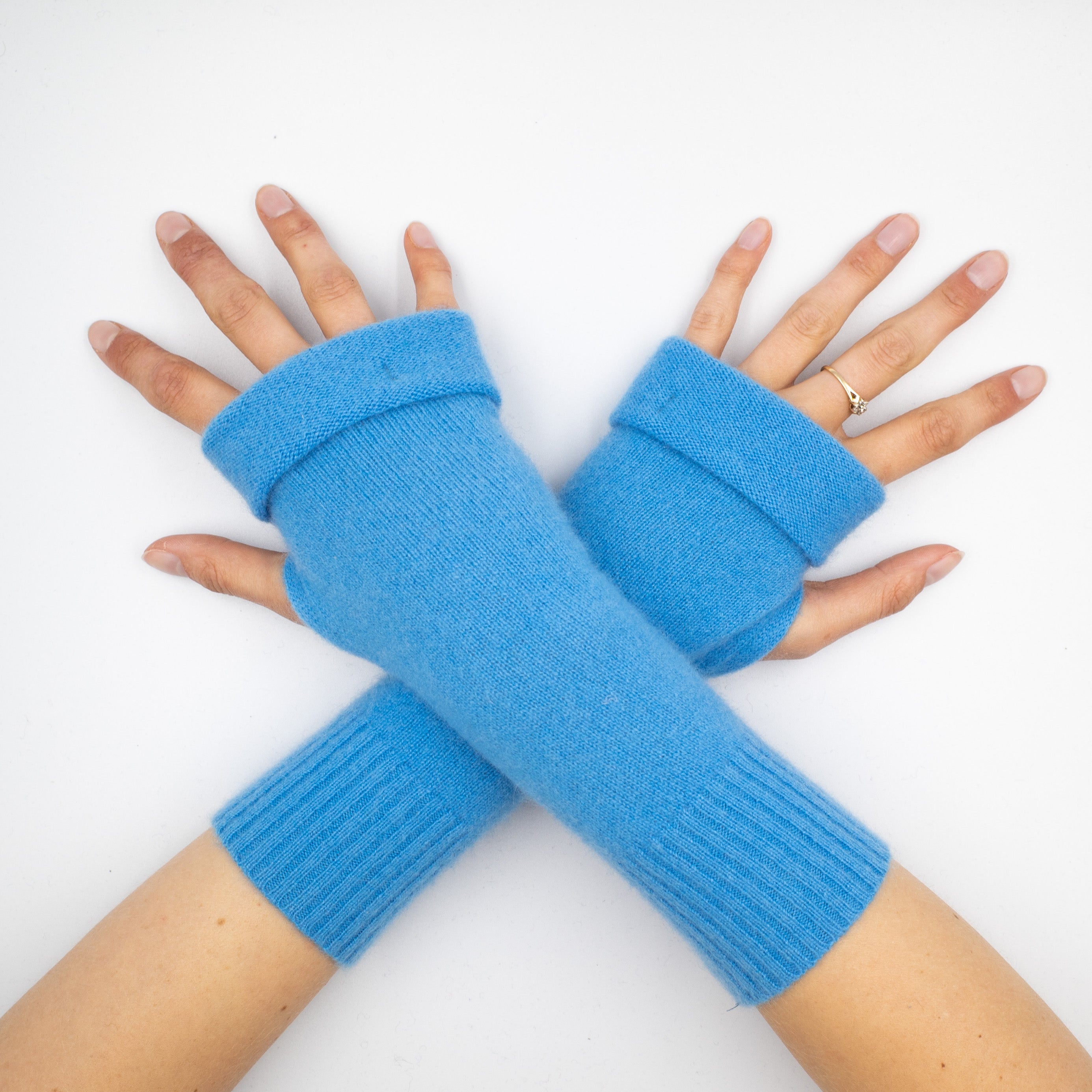 Cornflower Blue Fingerless Gloves