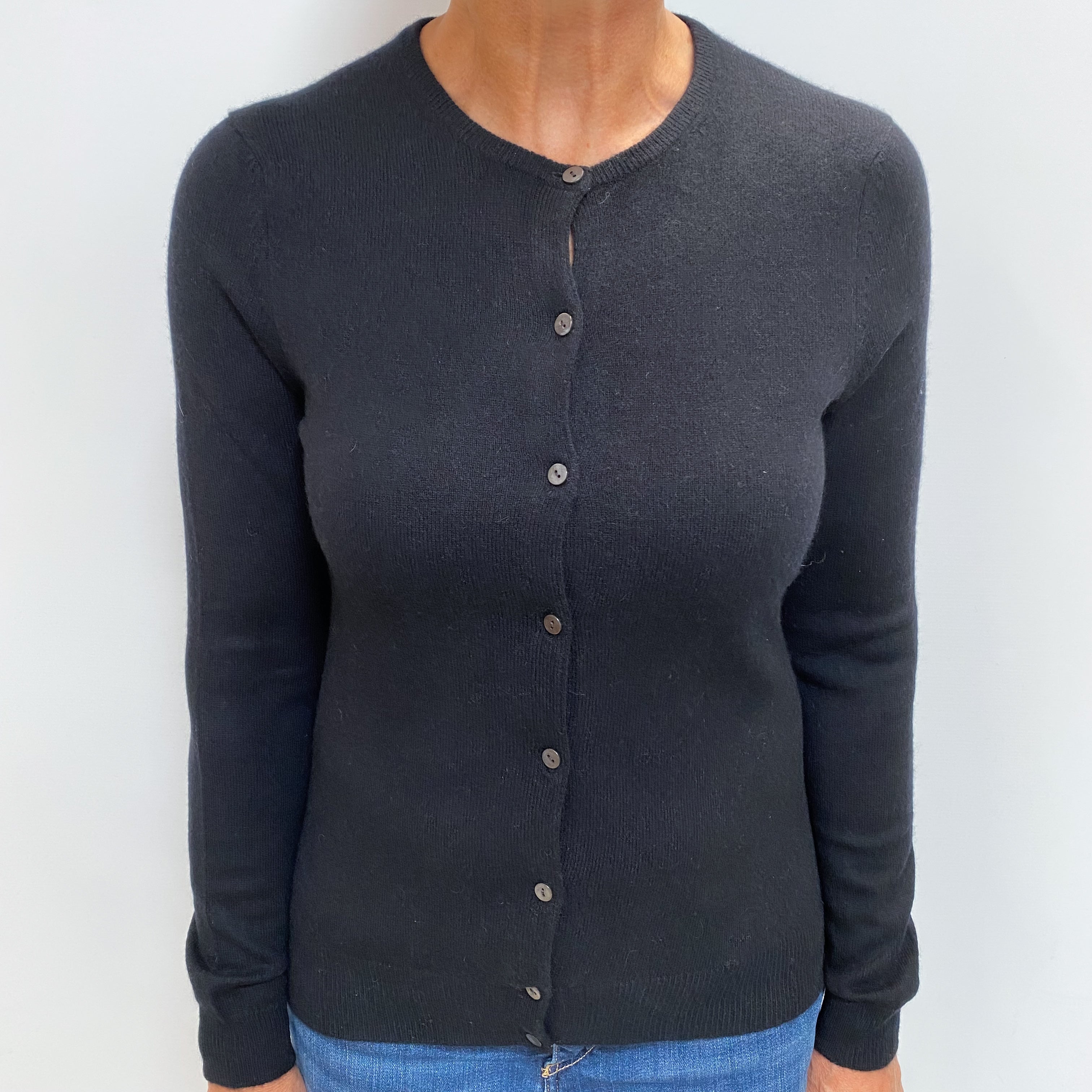 Black Cashmere Crew Cardigan Medium
