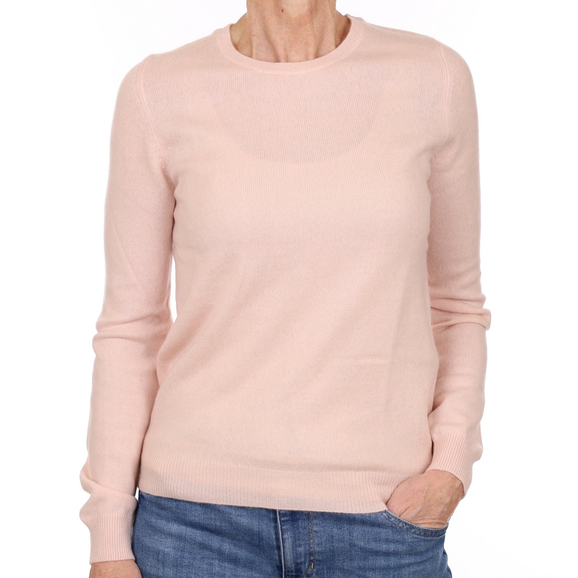 Shell Pink Cashmere Crew Neck Jumper Small