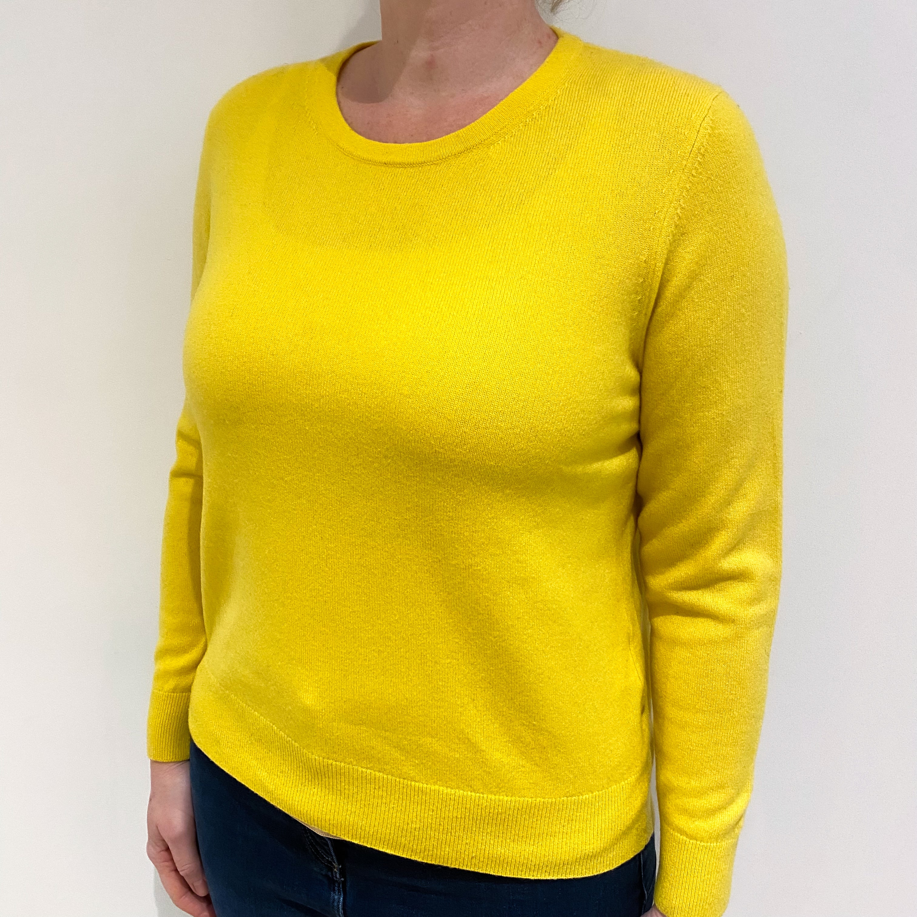 Amber Yellow Cashmere Crew Neck Jumper Large