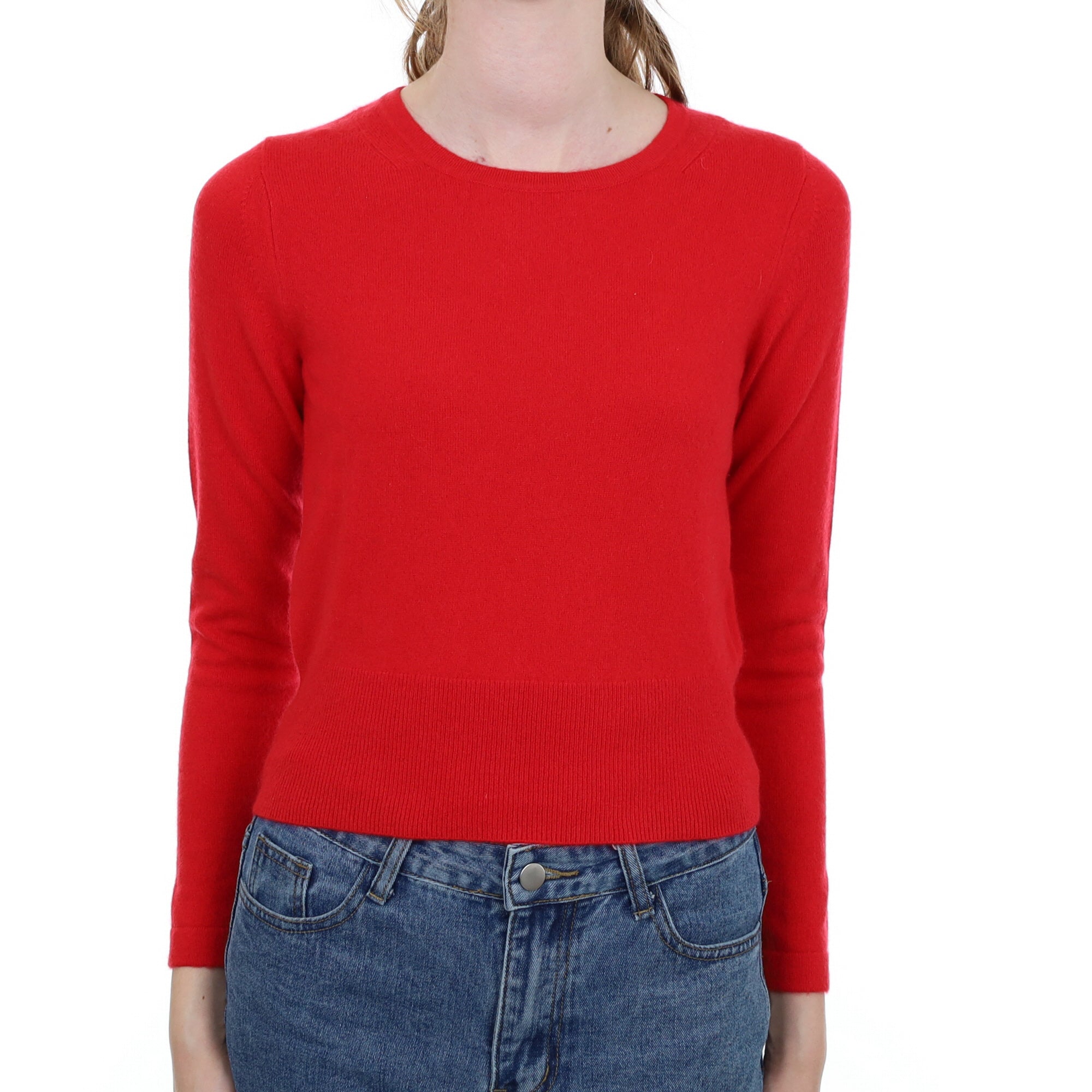 Scarlet Red Cashmere Crew Neck Jumper Extra Small