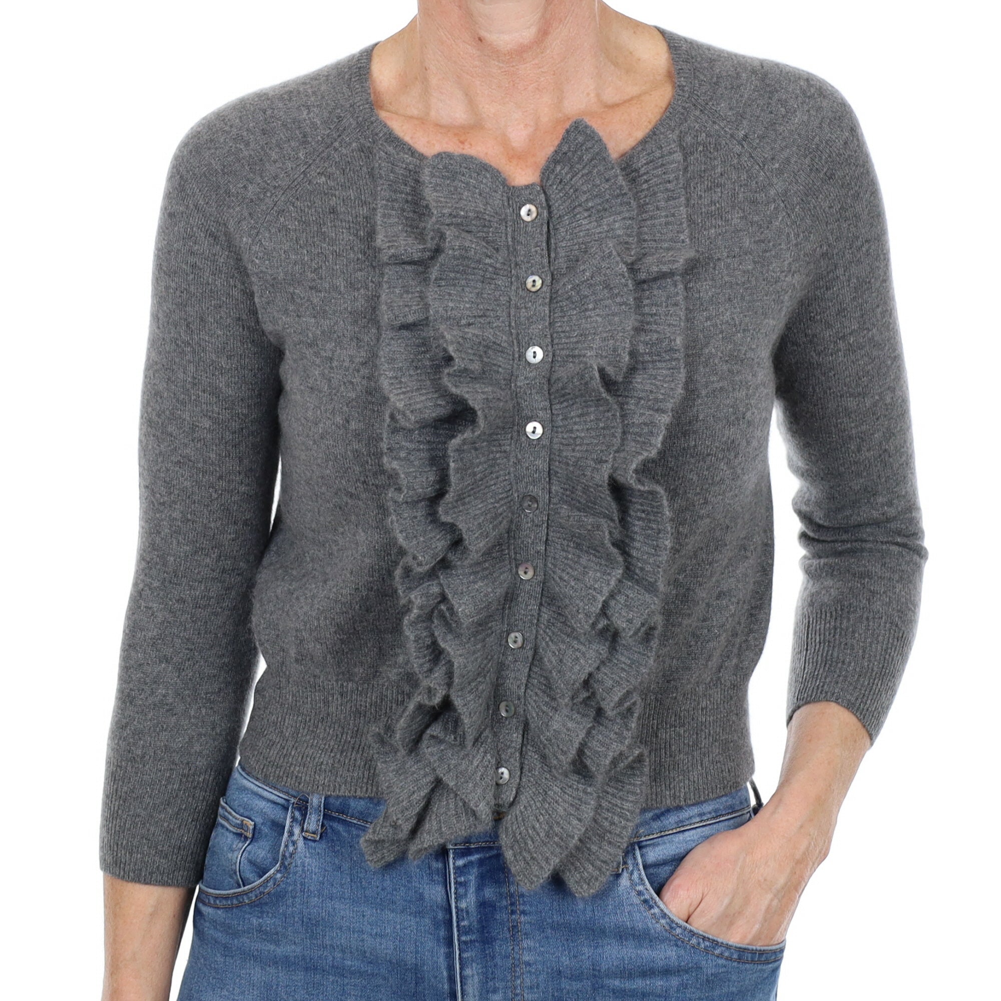 Slate Grey Cashmere Cardigan Small