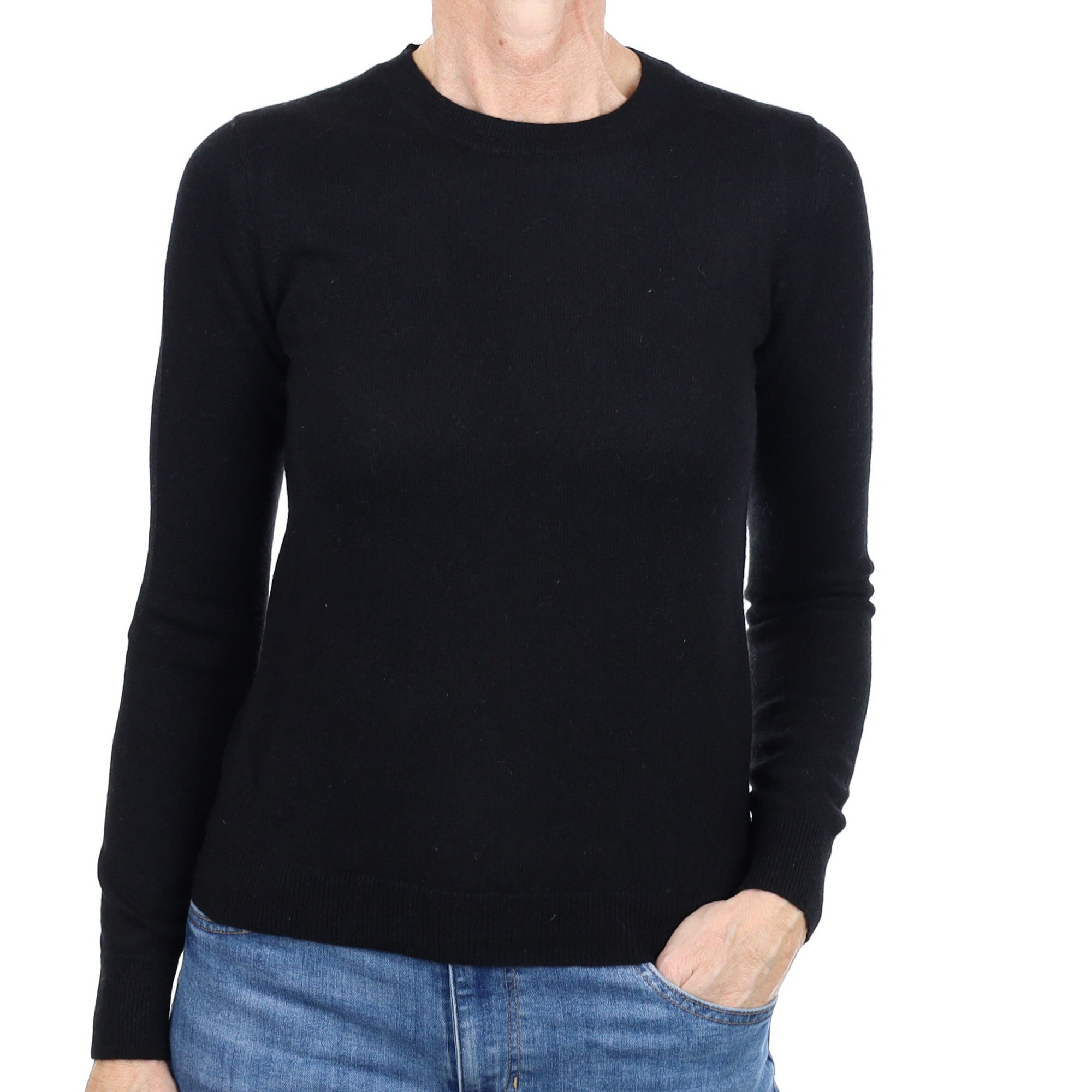 Black Cashmere Crew Neck Jumper Small