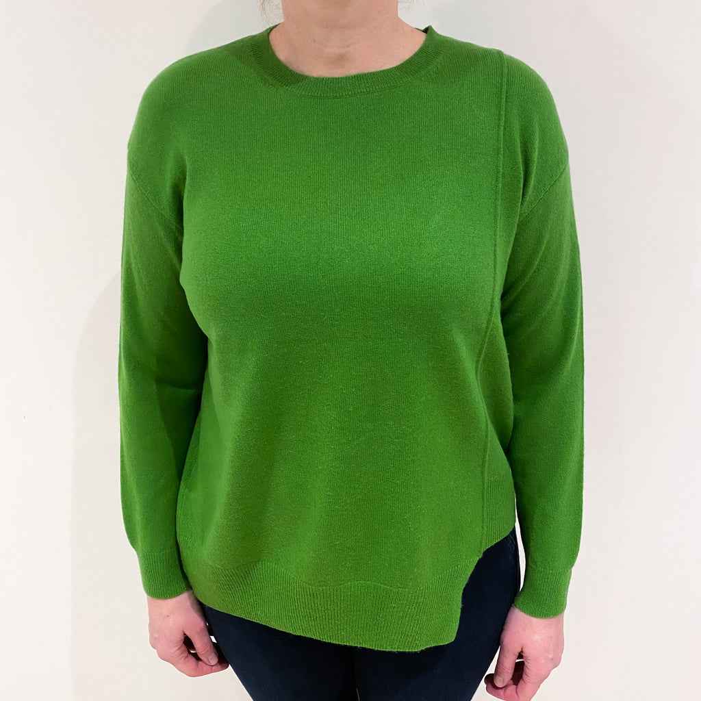 Fern Green Cashmere Boxy Crew Neck Jumper Large