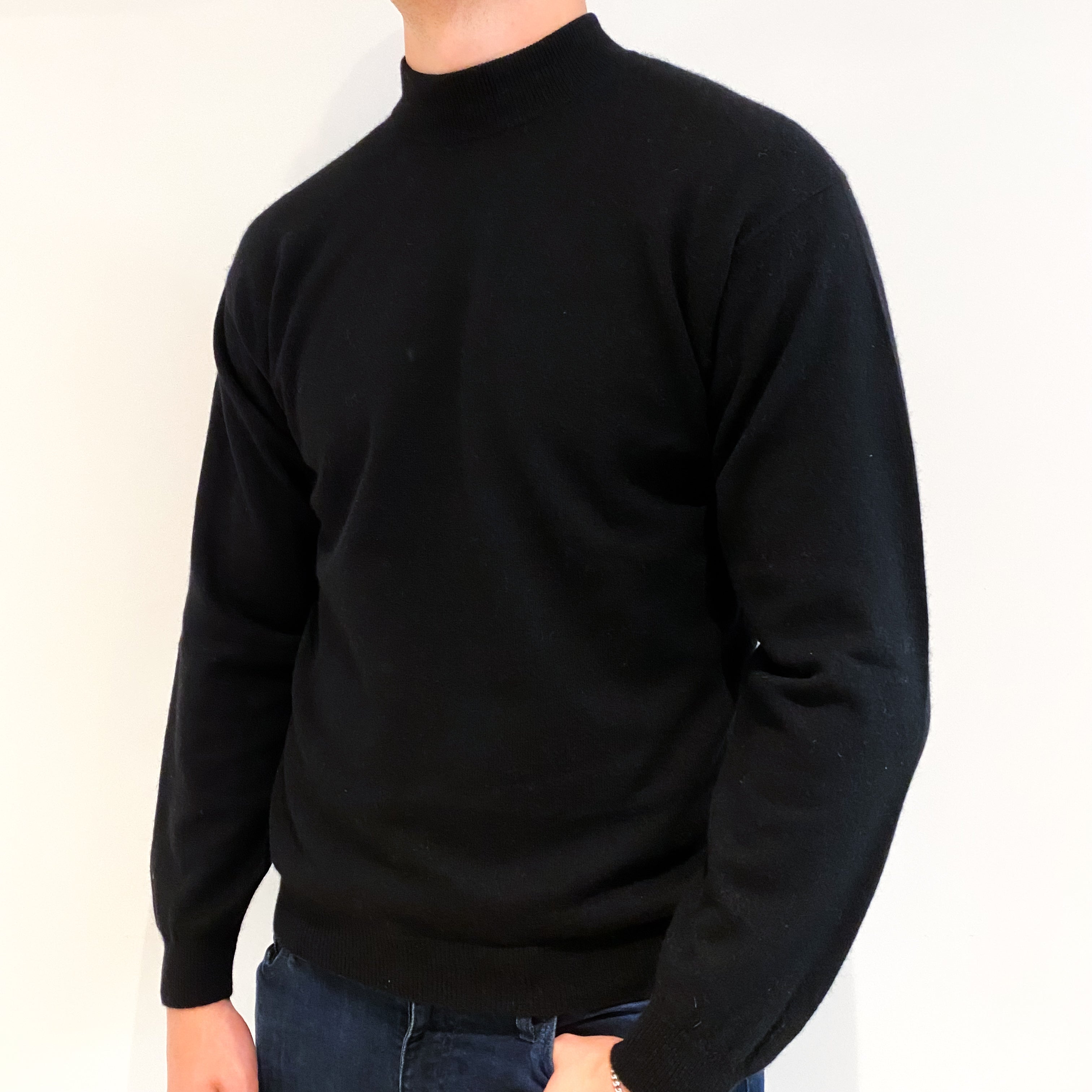 Men's Black Cashmere Turtle Neck Jumper Extra Large