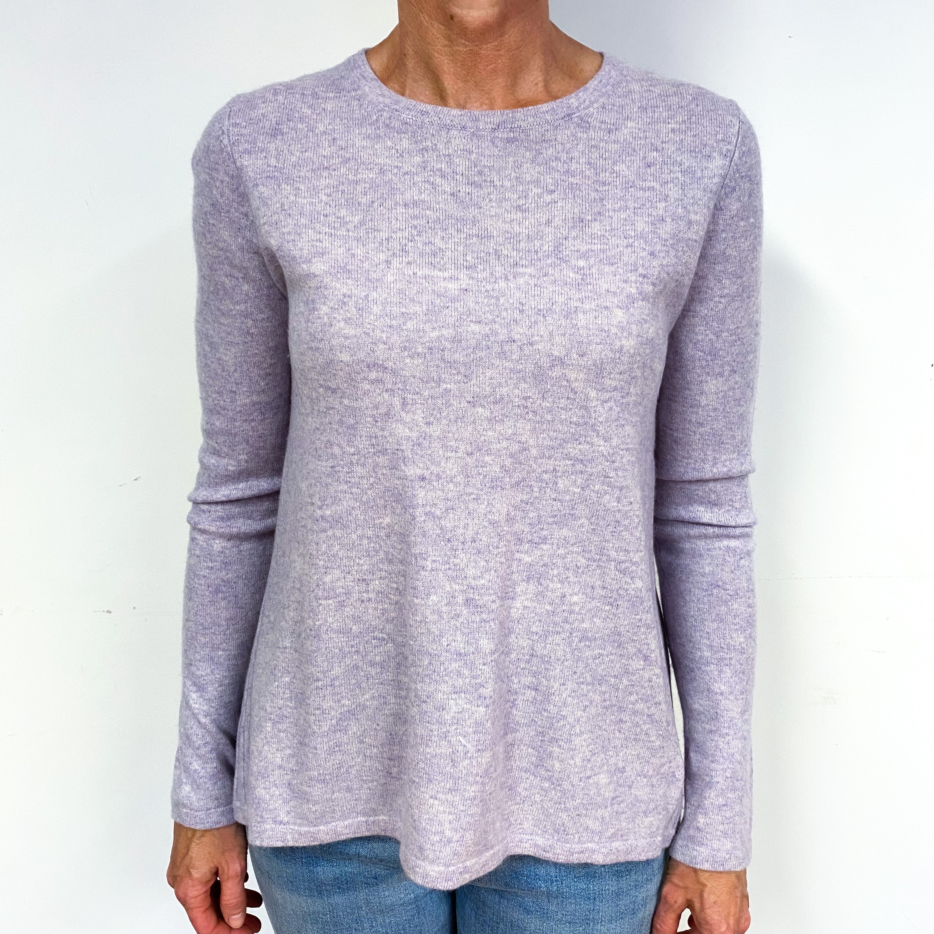 Pale Lavender Slouchy Cashmere Crew Neck Jumper Medium