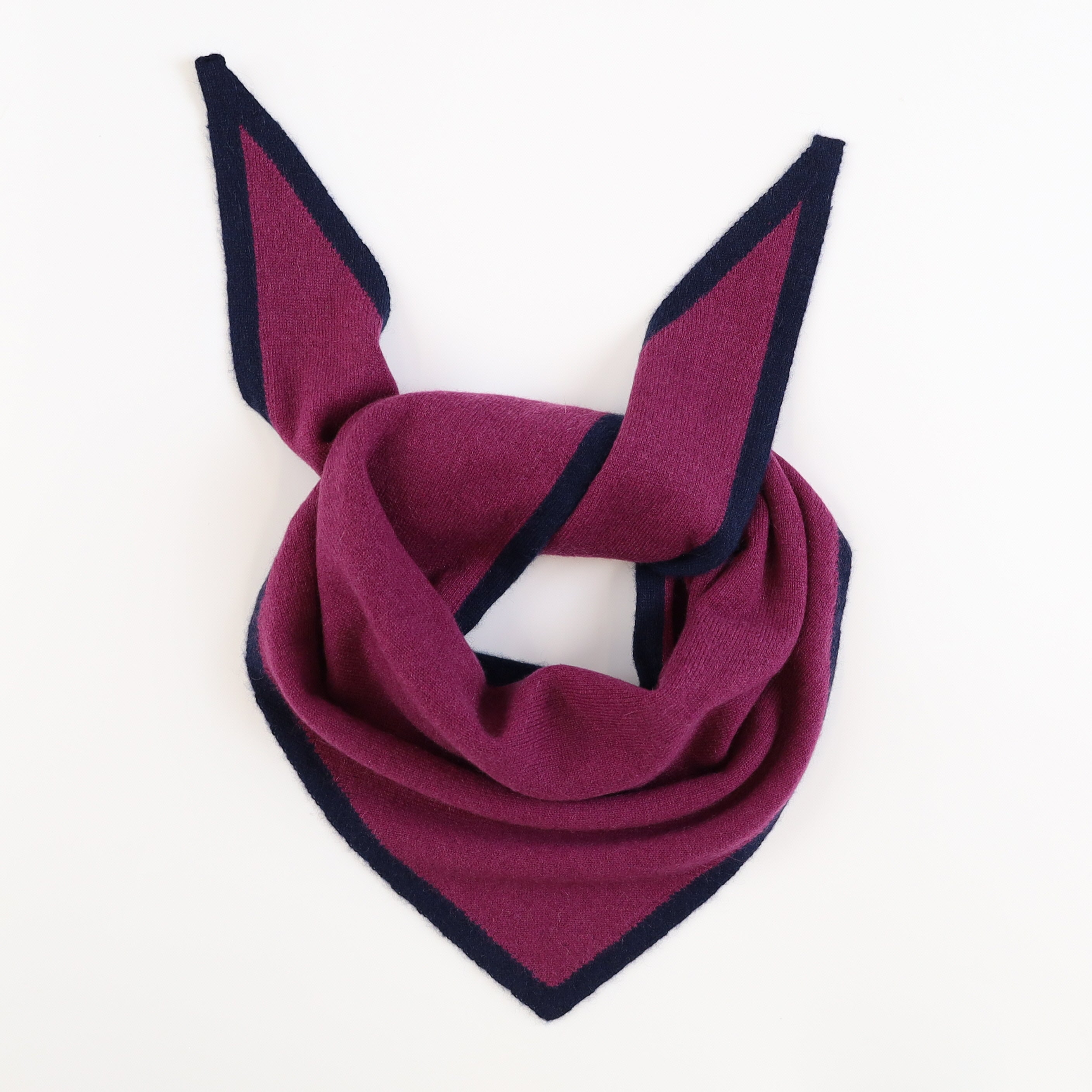 Brand New Mulberry and Navy Recycled Cashmere Triangle Scarf