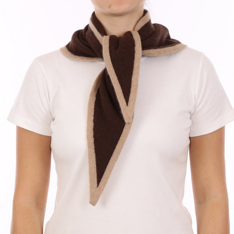 Brand New Chocolate and Caramel Recycled Cashmere Triangle Scarf
