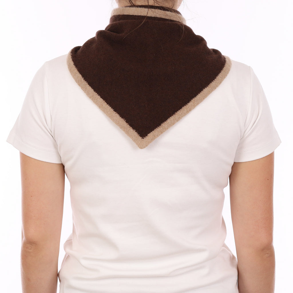 Brand New Chocolate and Caramel Recycled Cashmere Triangle Scarf