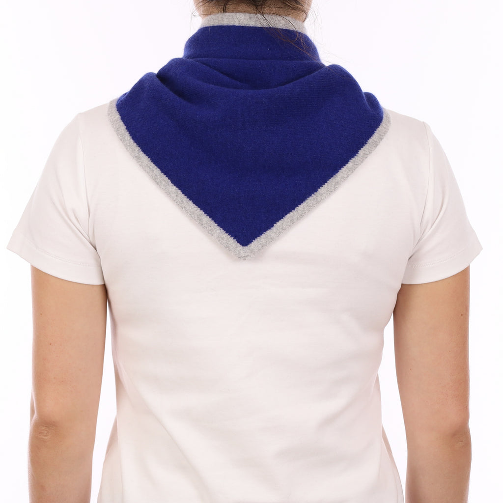 Brand New Lapis Blue and Mist Recycled Cashmere Triangle Scarf
