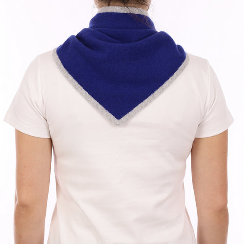 Brand New Lapis Blue and Mist Recycled Cashmere Triangle Scarf