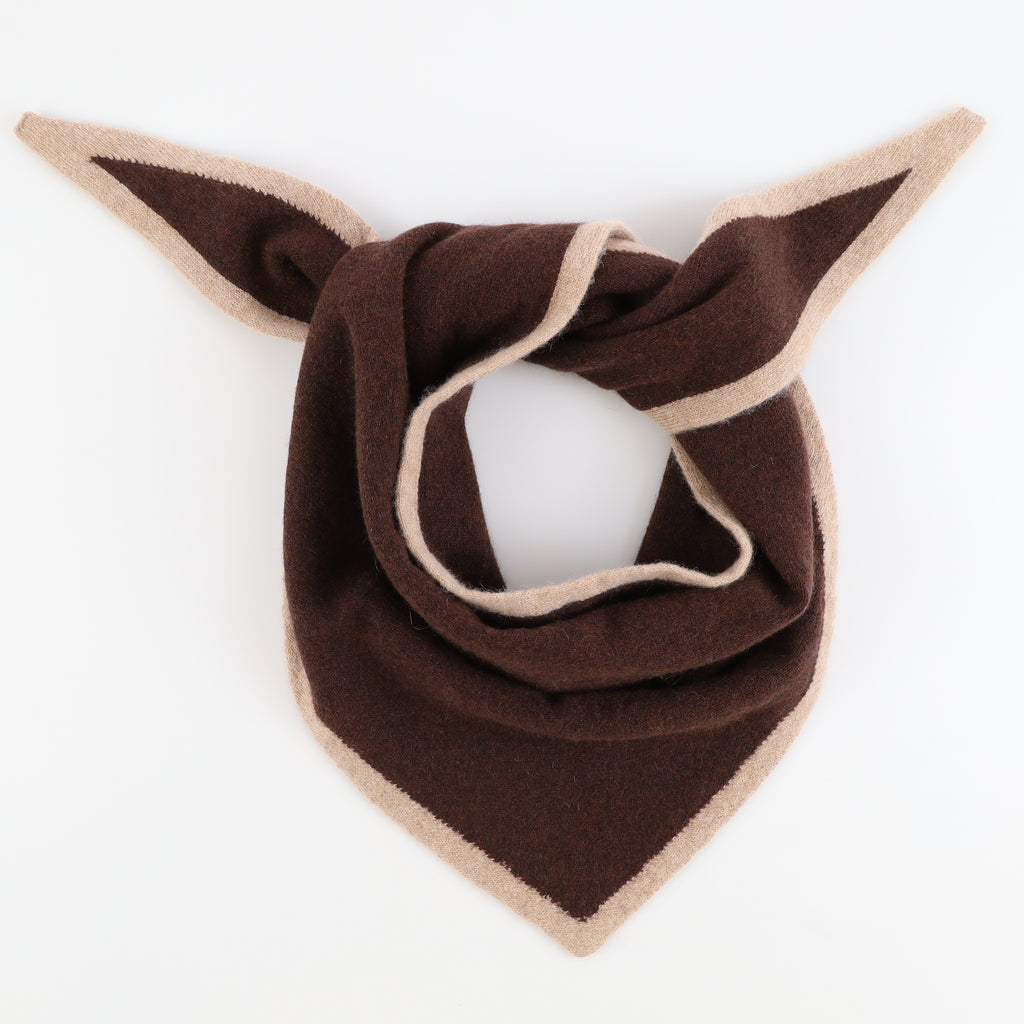 Brand New Chocolate and Caramel Recycled Cashmere Triangle Scarf