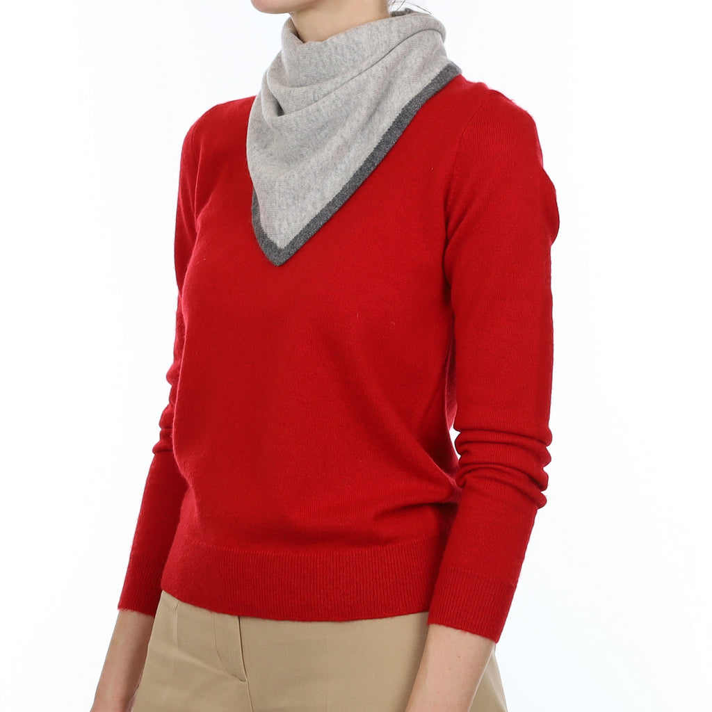 Brand New Mist and Thunder Grey Recycled Cashmere Triangle Scarf