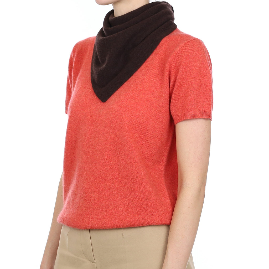 Brand New Black Coffee Recycled Cashmere Triangle Scarf