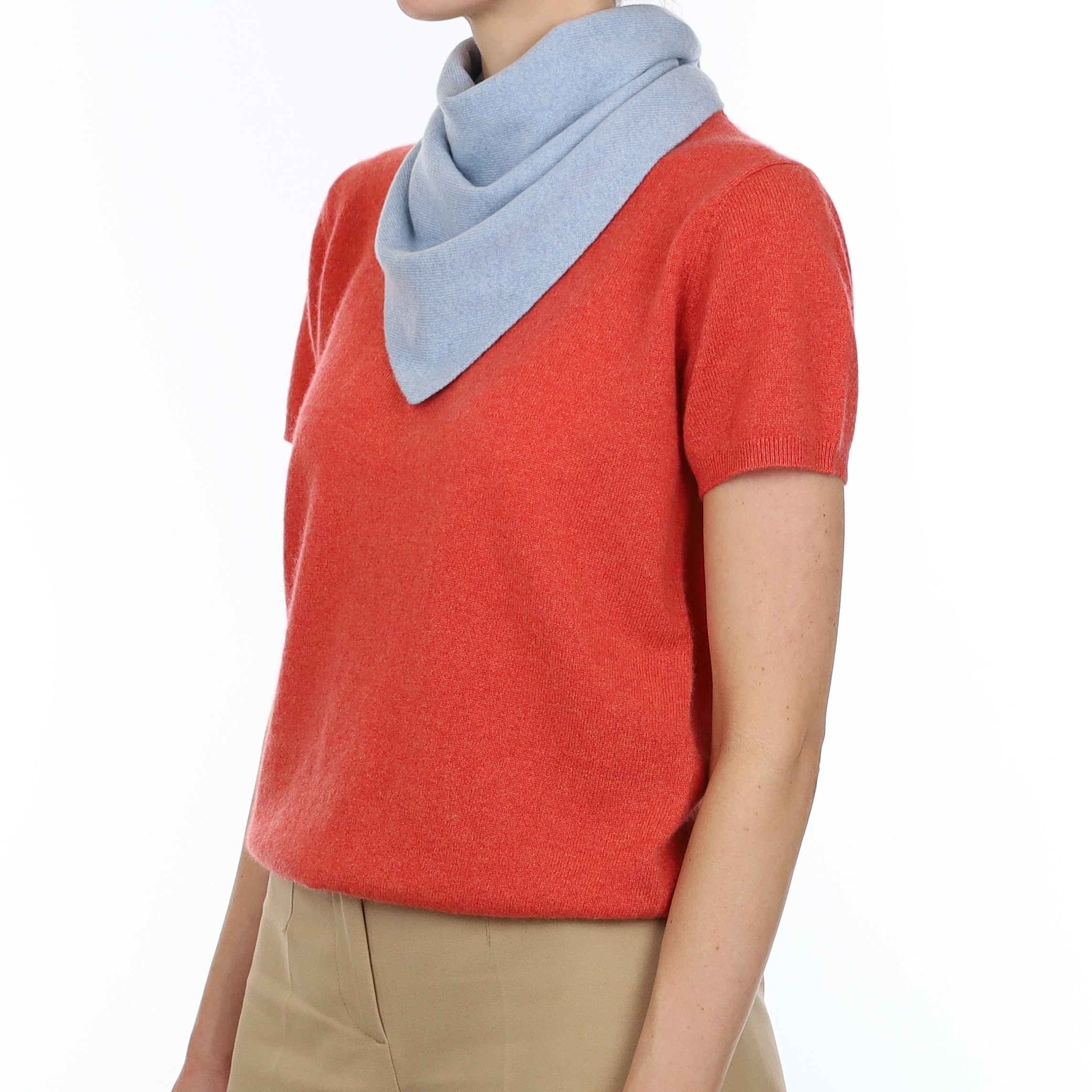 Brand New Baby Blue Recycled Cashmere Triangle Scarf