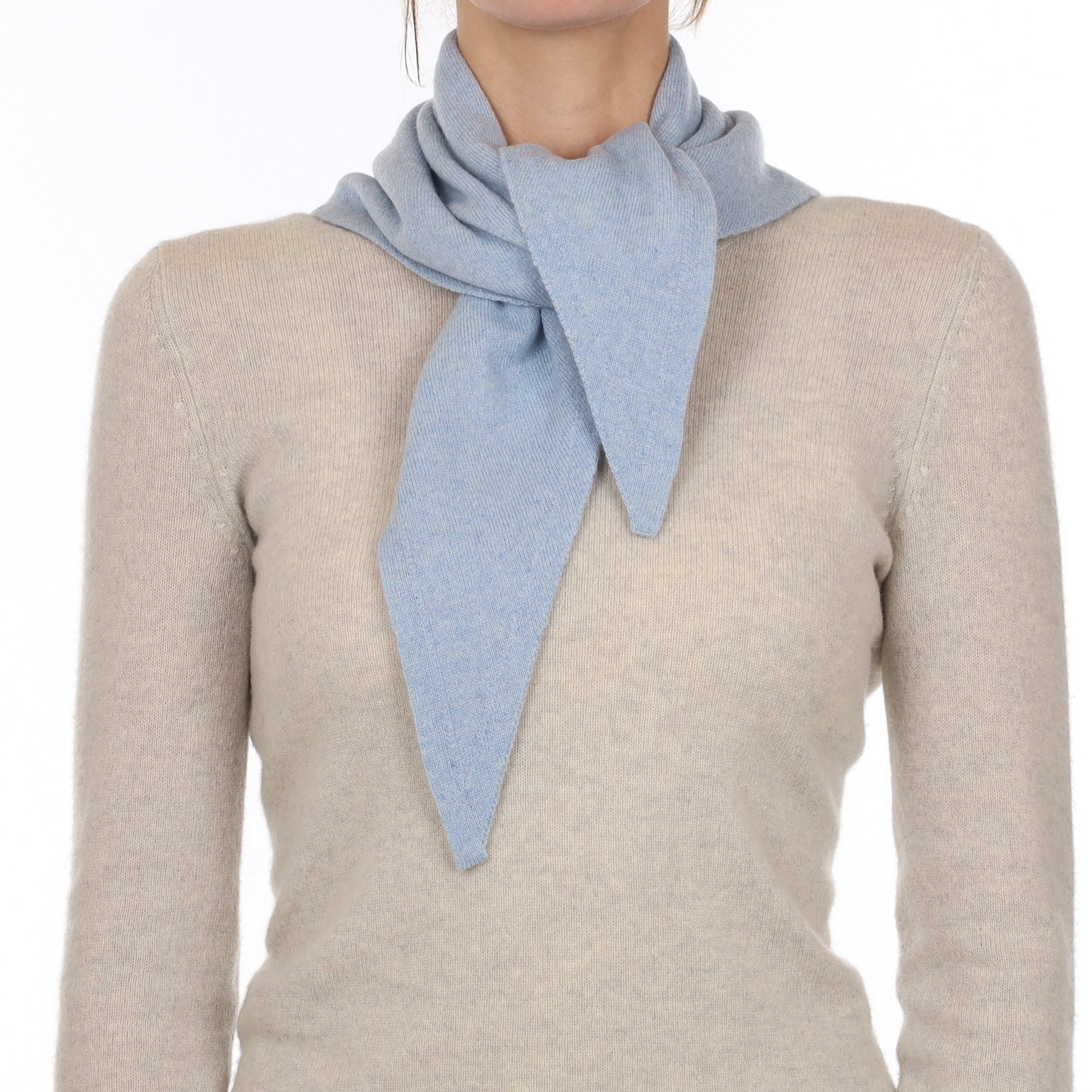 Brand New Baby Blue Recycled Cashmere Triangle Scarf