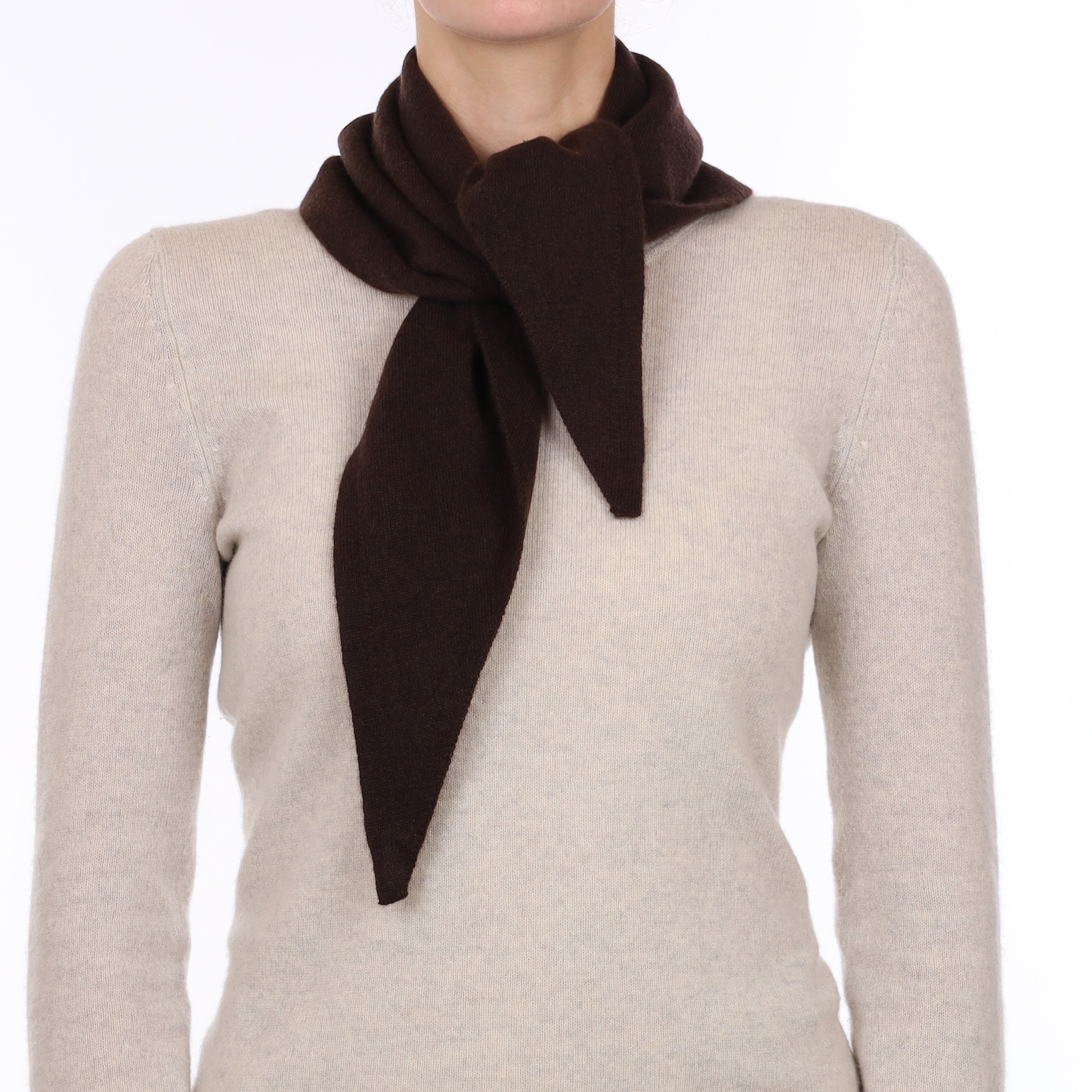 Brand New Black Coffee Recycled Cashmere Triangle Scarf