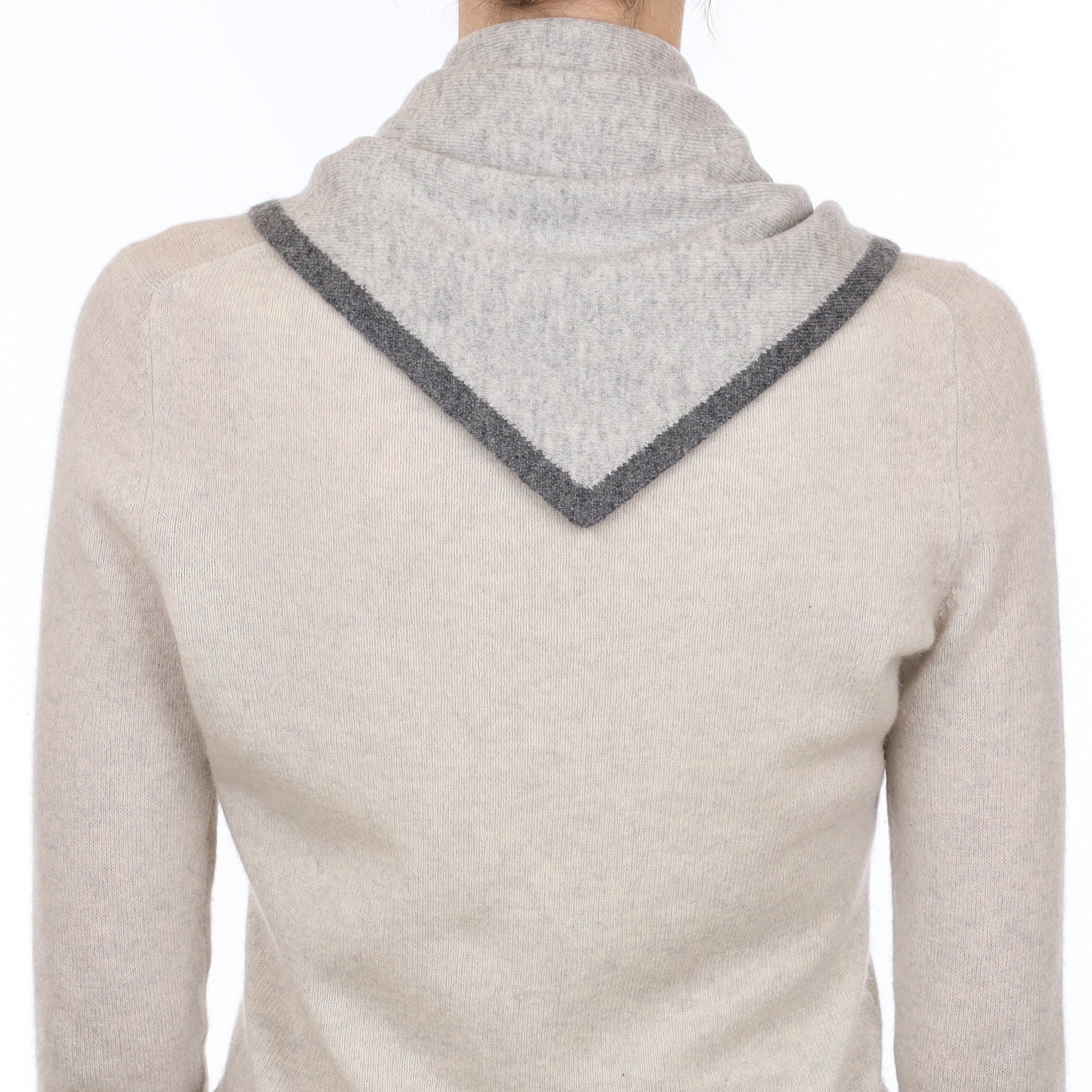 Brand New Mist and Thunder Grey Recycled Cashmere Triangle Scarf