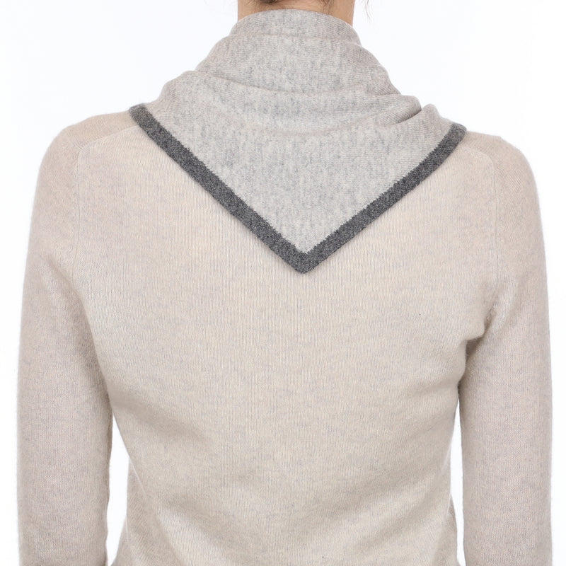 Brand New Mist and Thunder Grey Recycled Cashmere Triangle Scarf