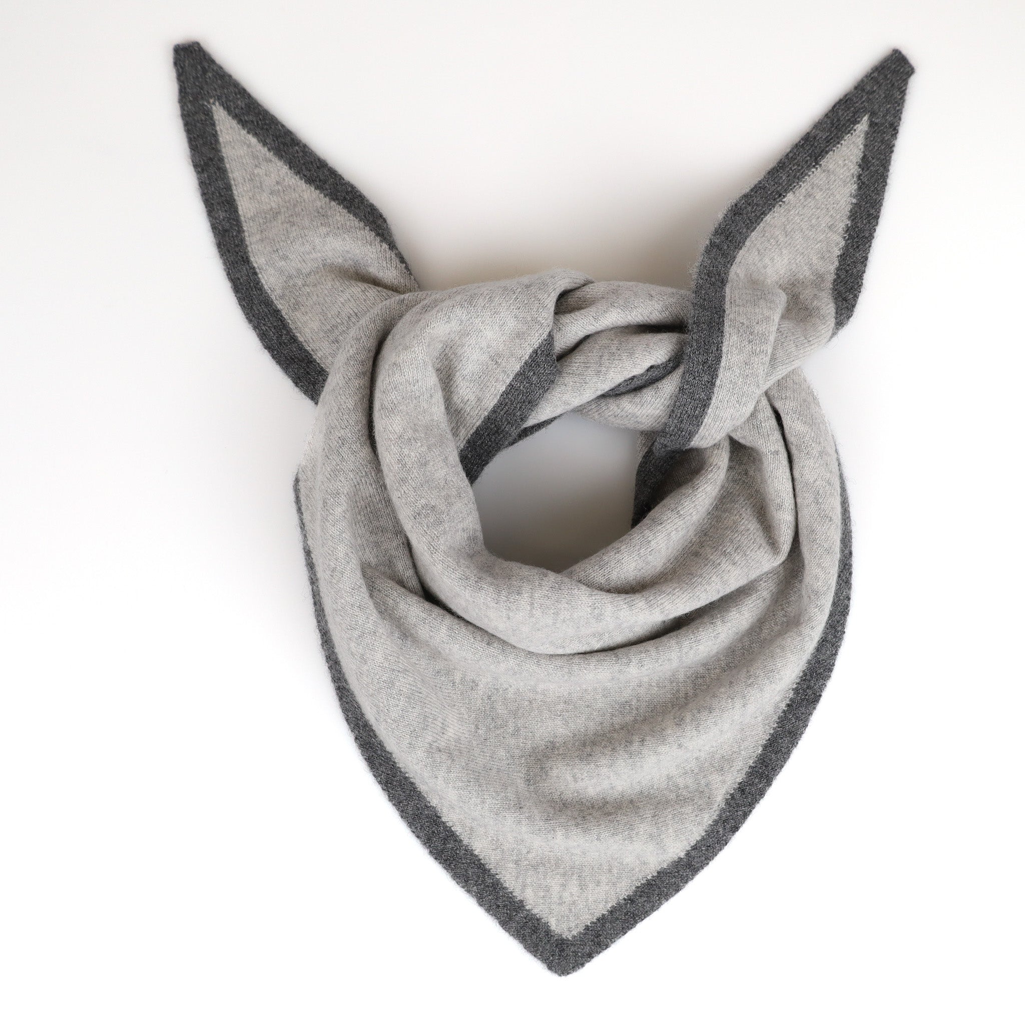 Brand New Mist and Thunder Grey Recycled Cashmere Triangle Scarf