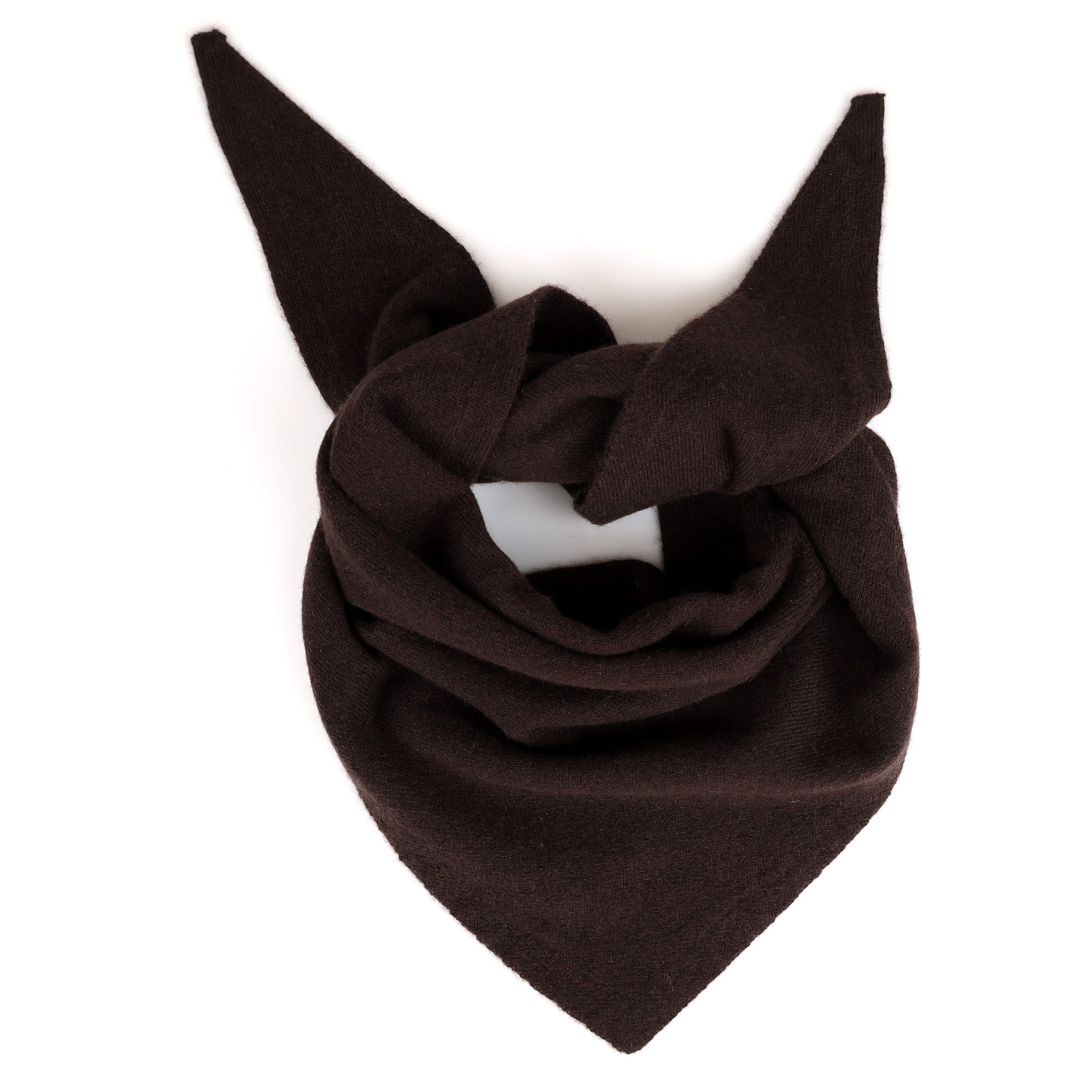 Brand New Black Coffee Recycled Cashmere Triangle Scarf