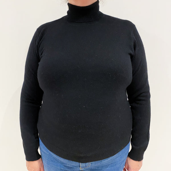 Black Cashmere Polo Neck Jumper Extra Large