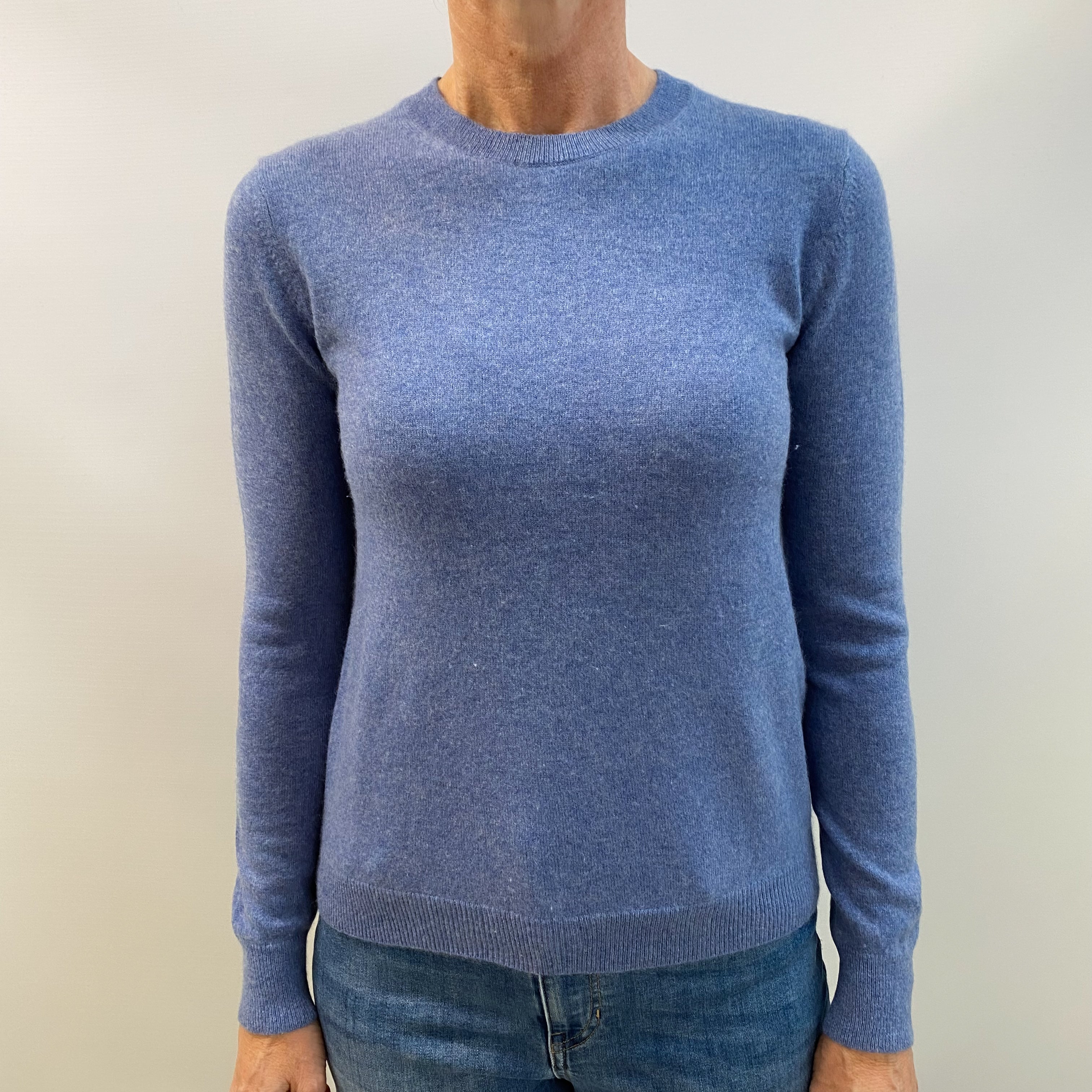 Denim Blue Cashmere Crew Neck Jumper Small