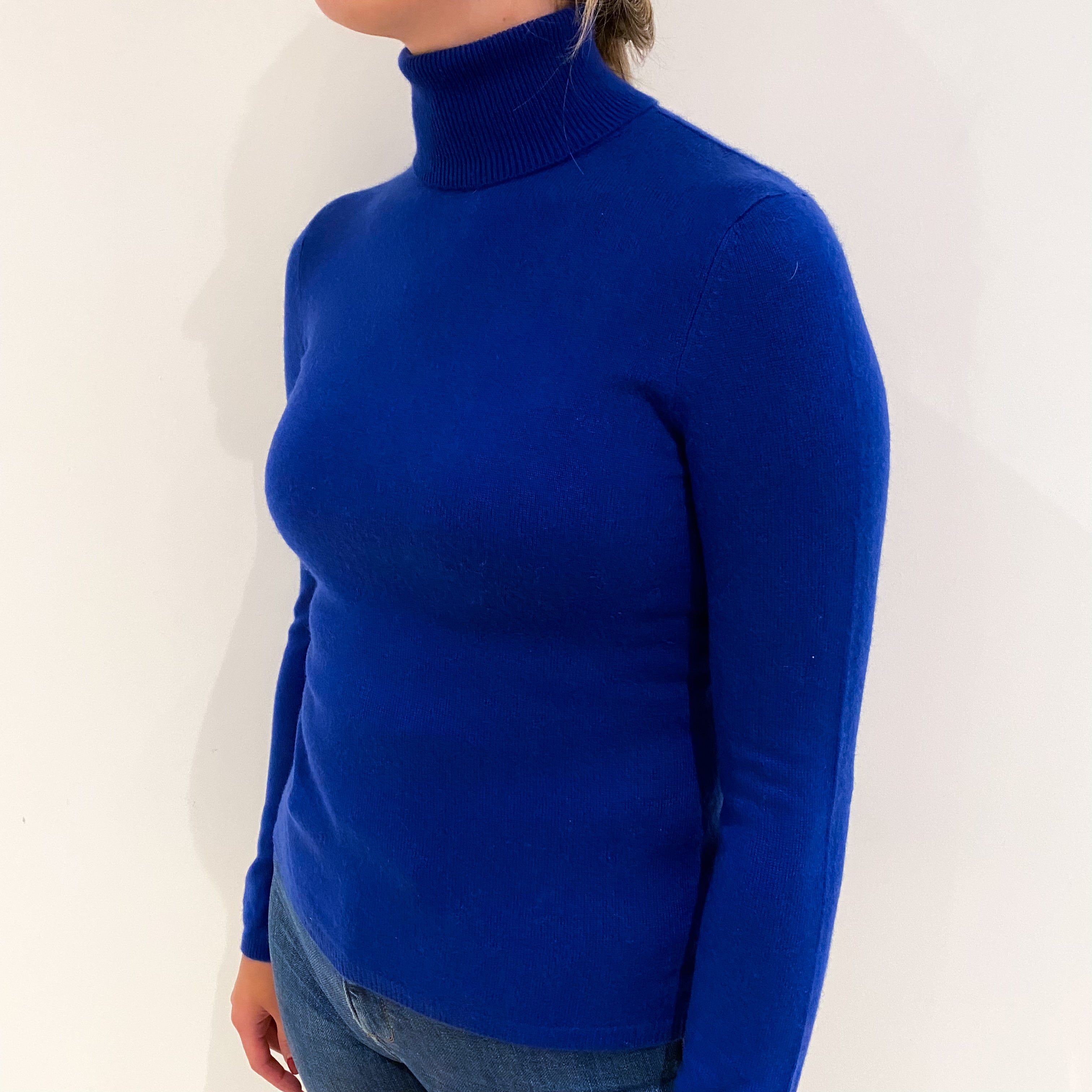 Admiral Blue Cashmere Polo Neck Jumper Small