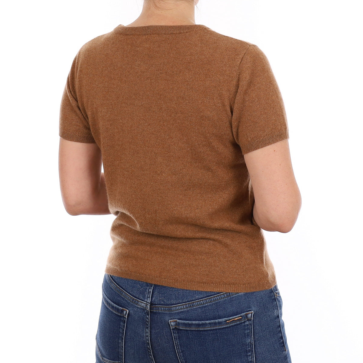 Brand New Harvest Brown Cashmere Crew Neck T-Shirt Small UK 8-10