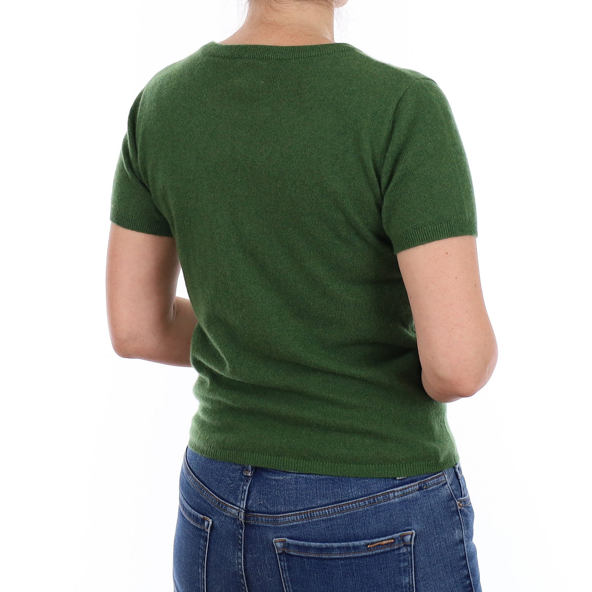 Brand New Willow Green Cashmere Crew Neck T-Shirt Small UK 8-10