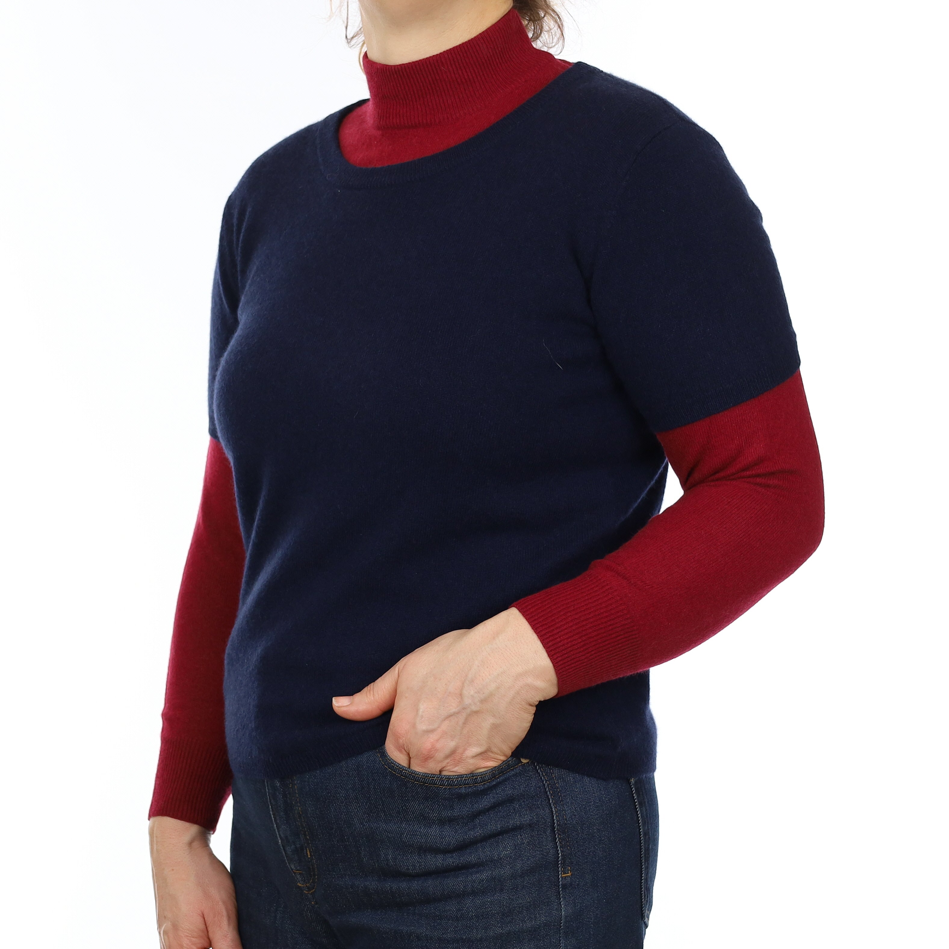 Brand New Navy Cashmere Crew Neck T-Shirt Medium UK 12-14