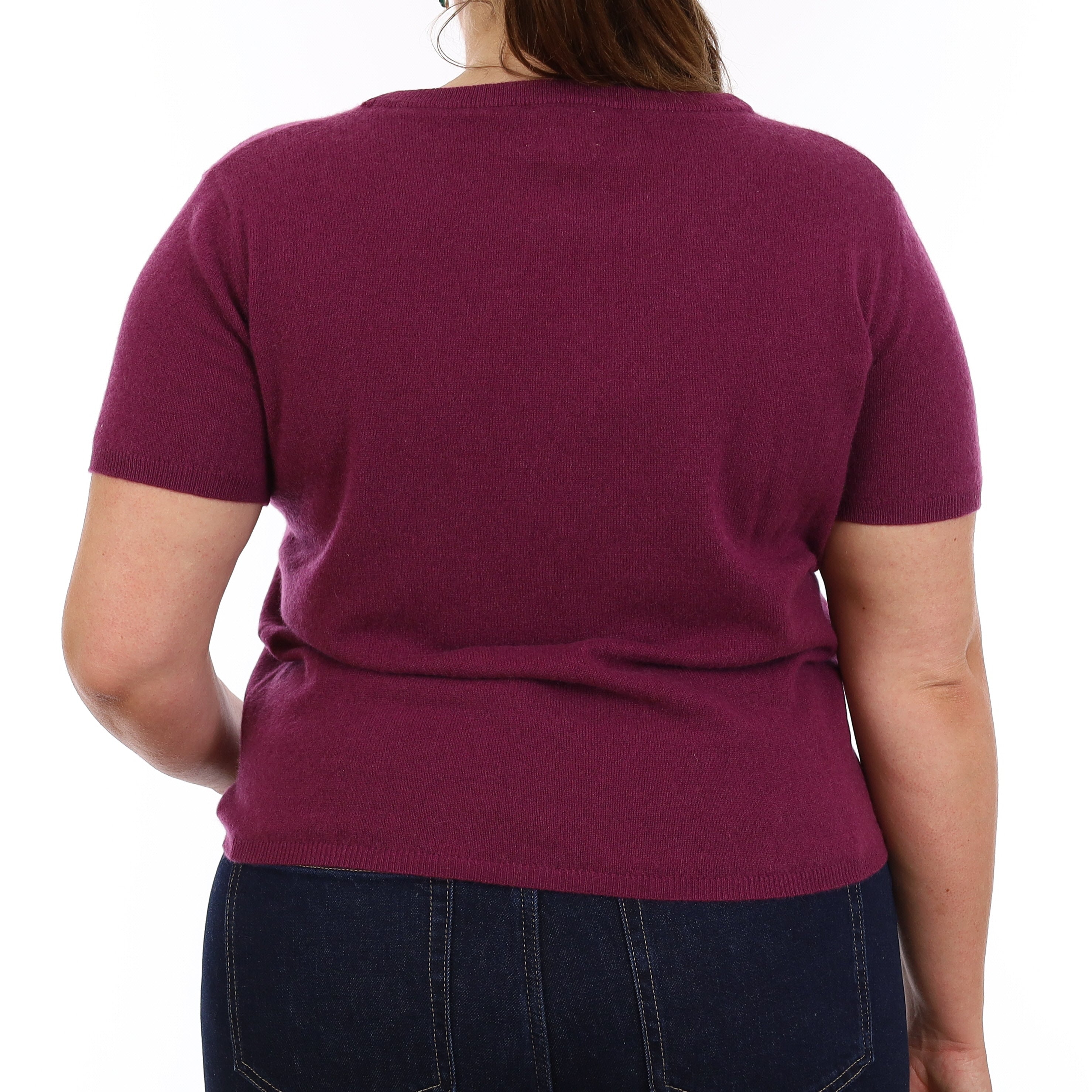 Brand New Mulberry Purple Cashmere Crew Neck T-Shirt Large UK 16-18