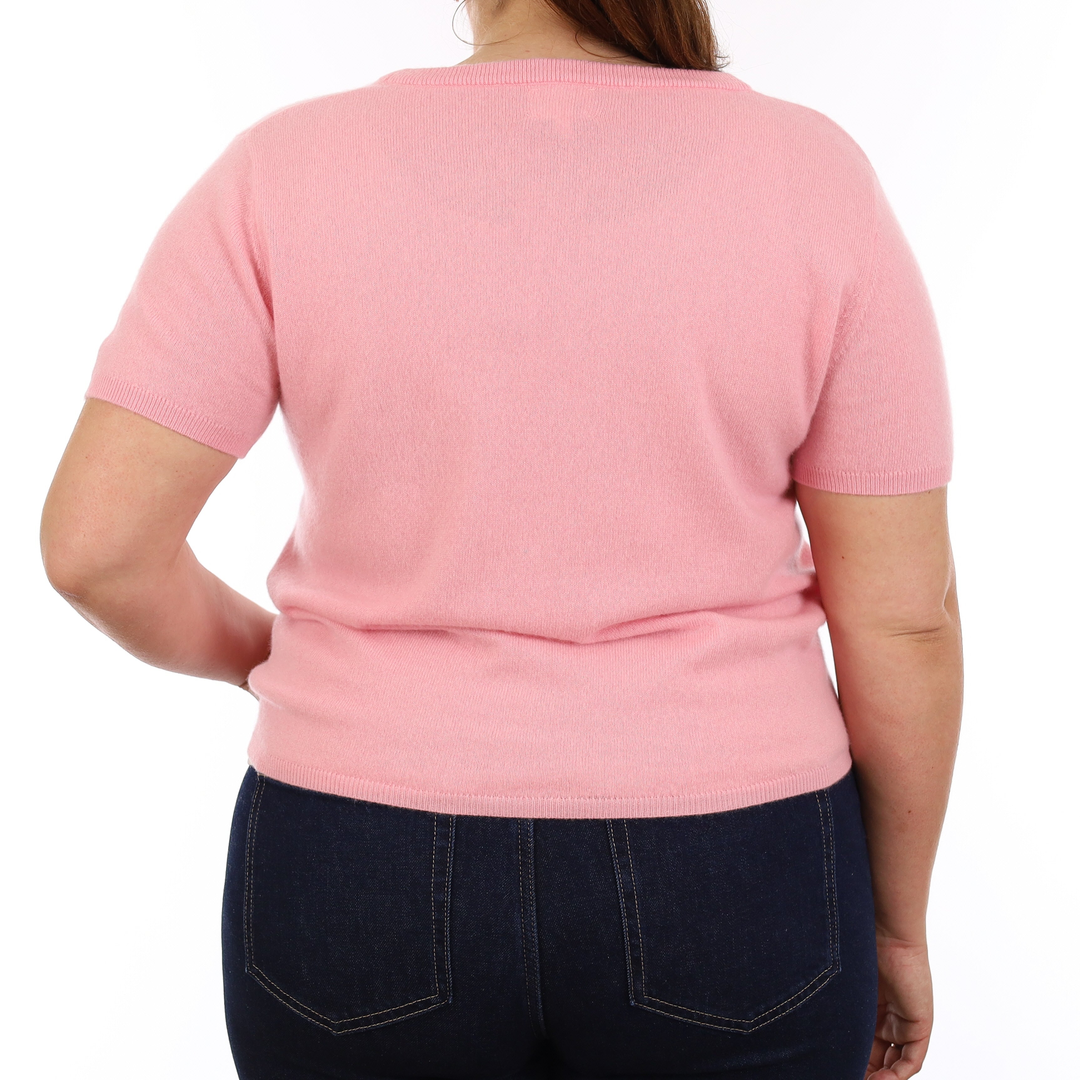 Brand New Candy Floss Pink Cashmere Crew Neck T-Shirt Large UK 16-18