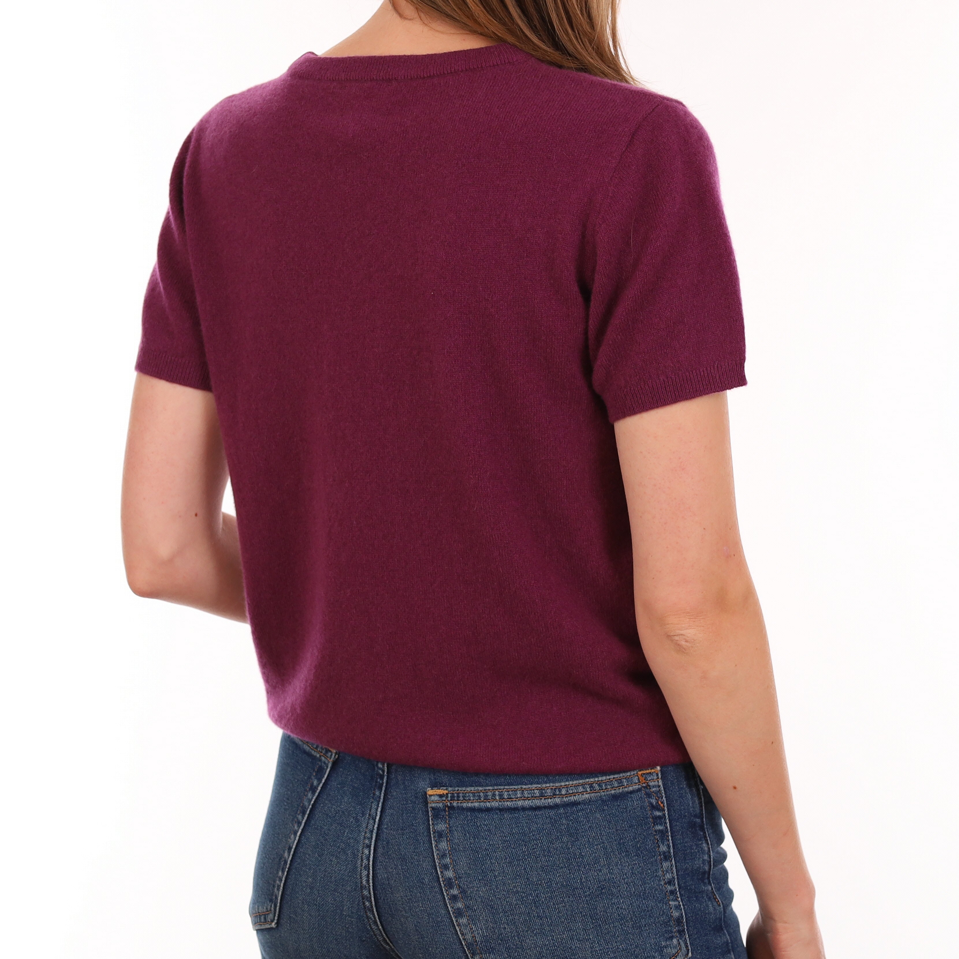 Brand New Mulberry Purple Cashmere Crew Neck T-Shirt Extra Small UK 6-8
