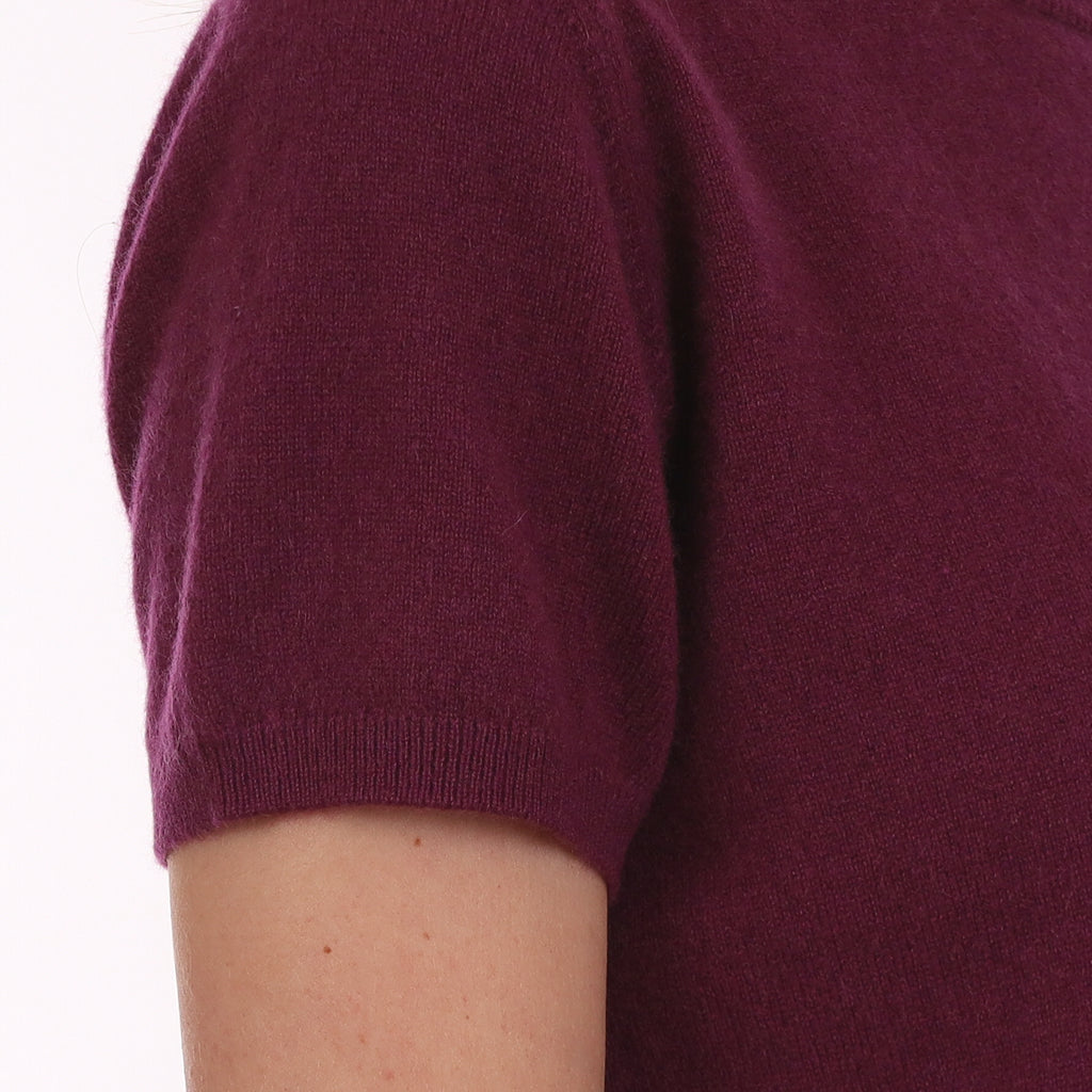 Brand New Mulberry Purple Cashmere Crew Neck T-Shirt Extra Small UK 6-8