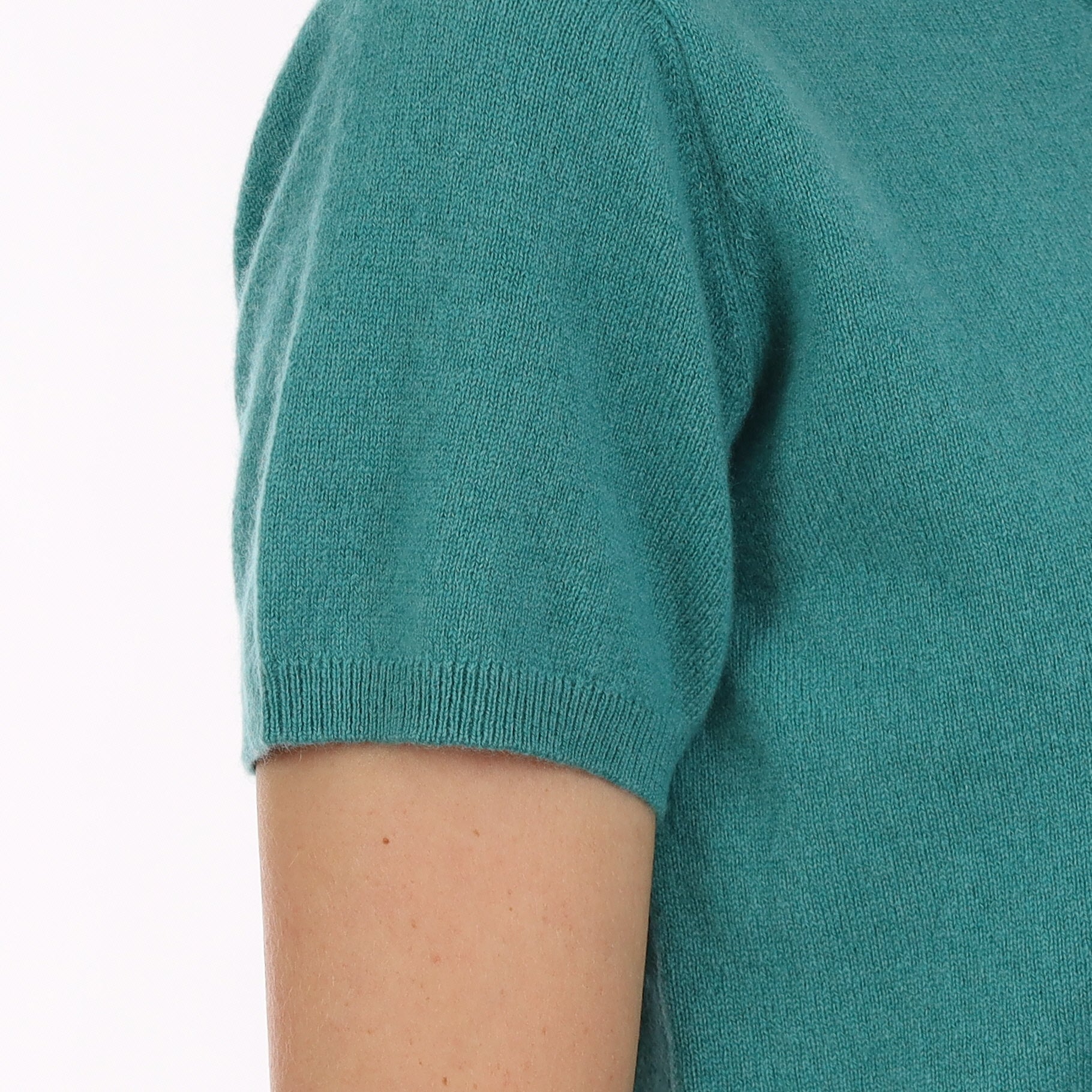 Brand New Lagoon Green Cashmere Crew Neck T-Shirt Large UK 16-18