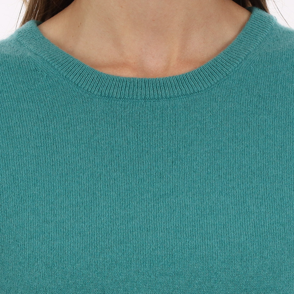 Brand New Lagoon Green Cashmere Crew Neck T-Shirt Extra Small UK 6-8