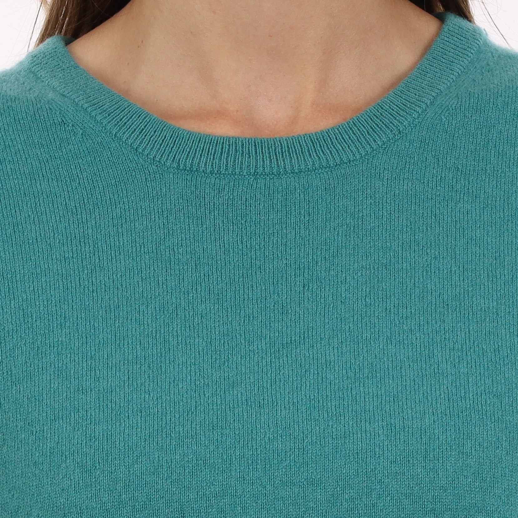 Brand New Lagoon Green Cashmere Crew Neck T-Shirt Large UK 16-18