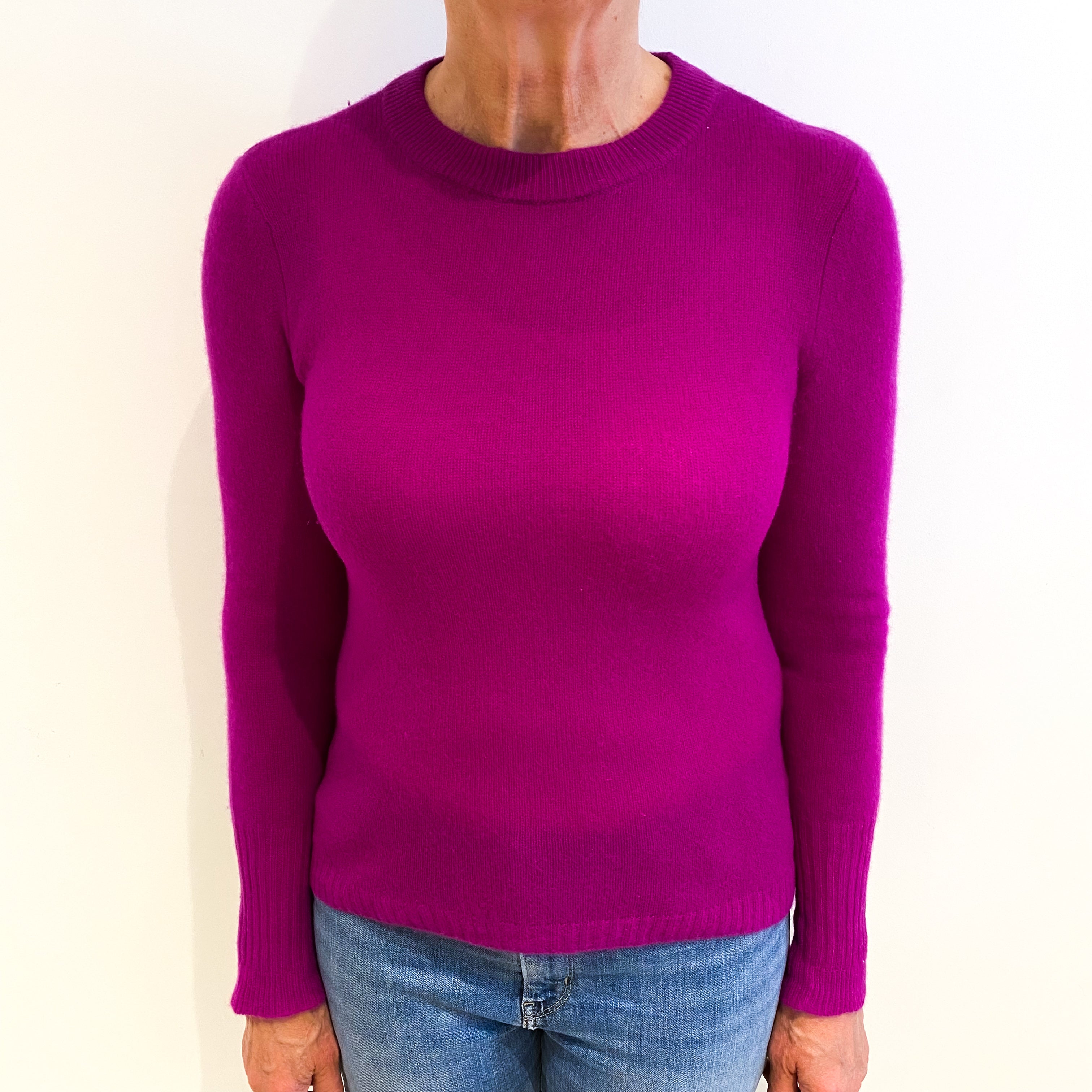 Jigsaw Magenta Purple Cashmere Crew Neck Jumper Medium