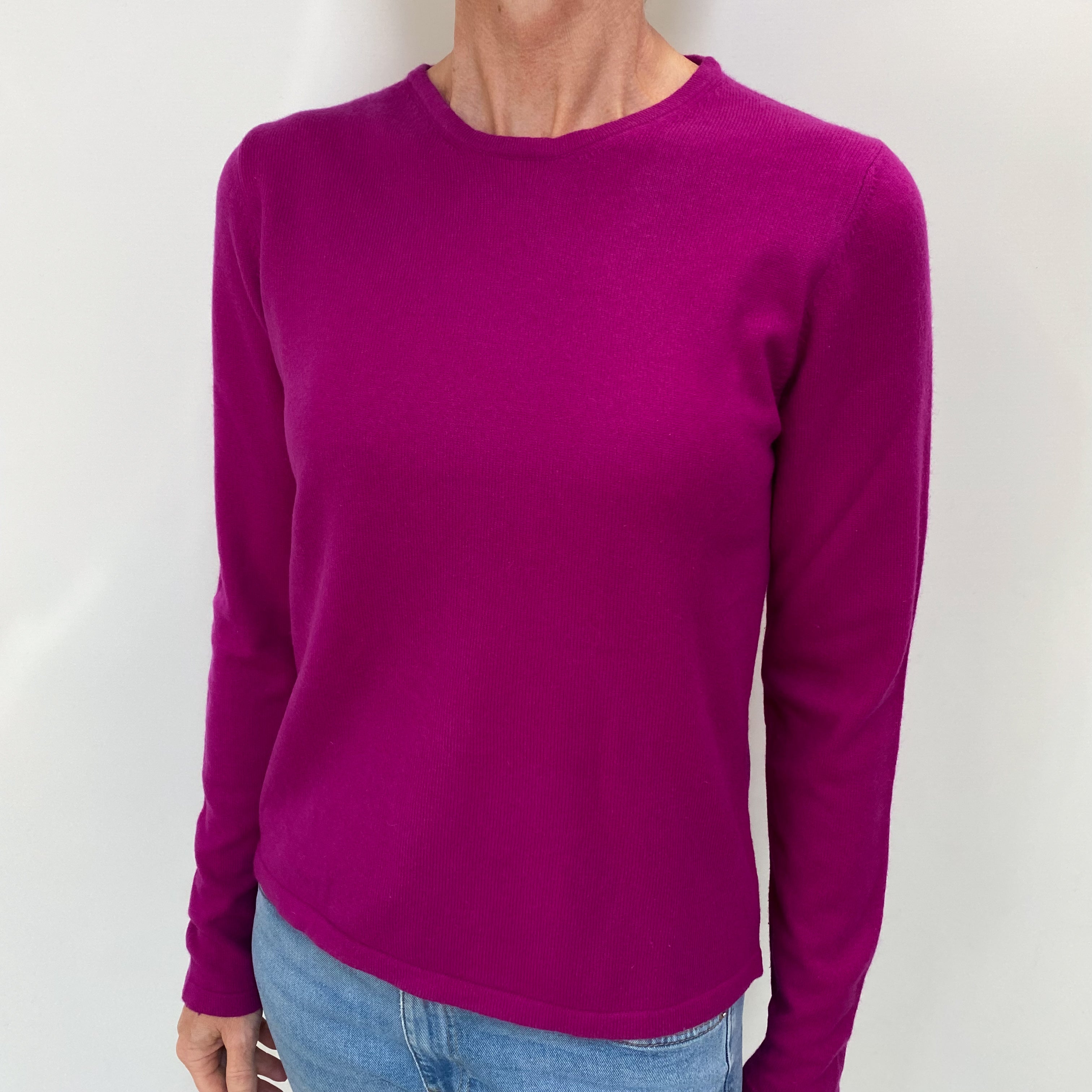 Magenta Purple Cashmere Crew Neck Jumper Small