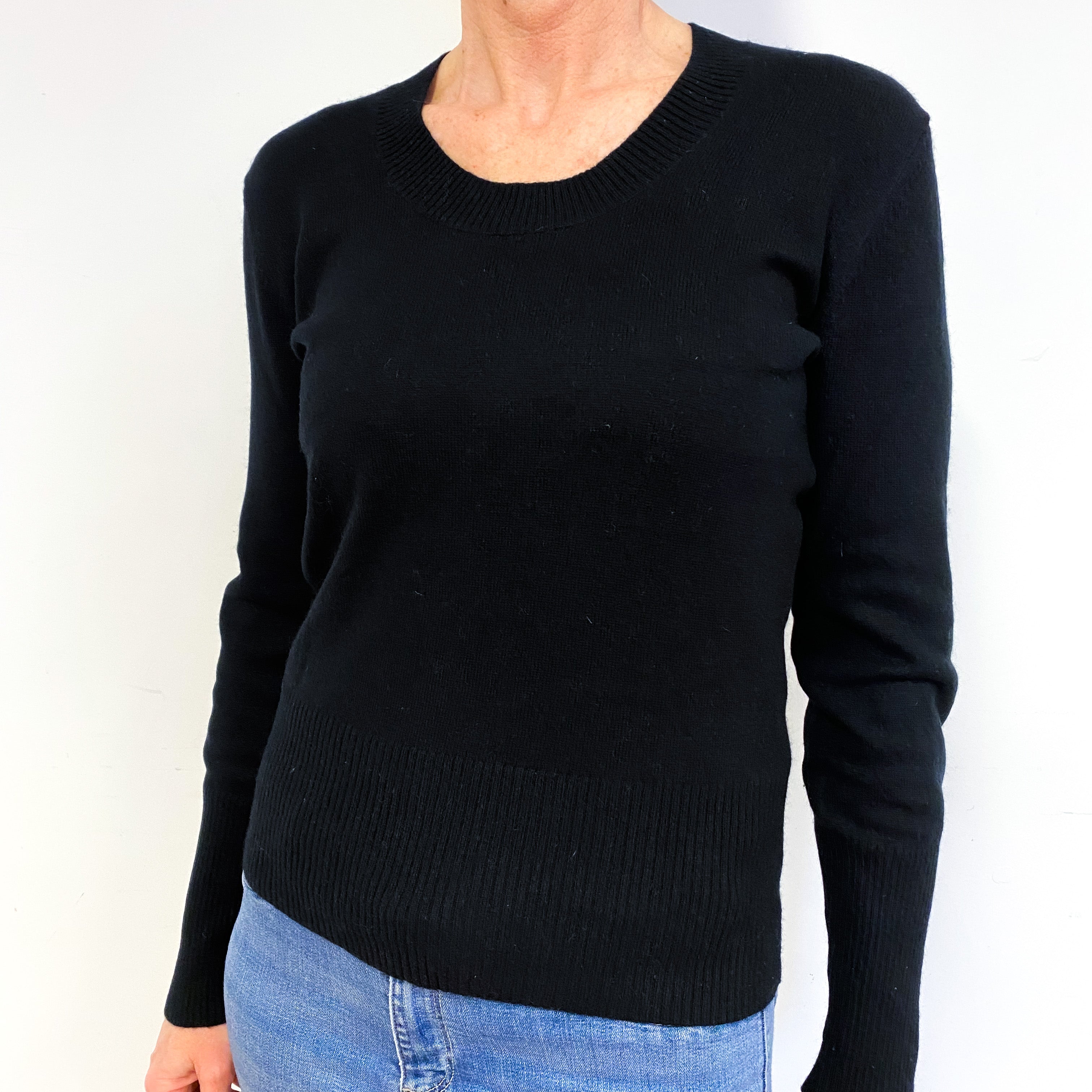Black Cashmere Crew Neck Jumper Medium