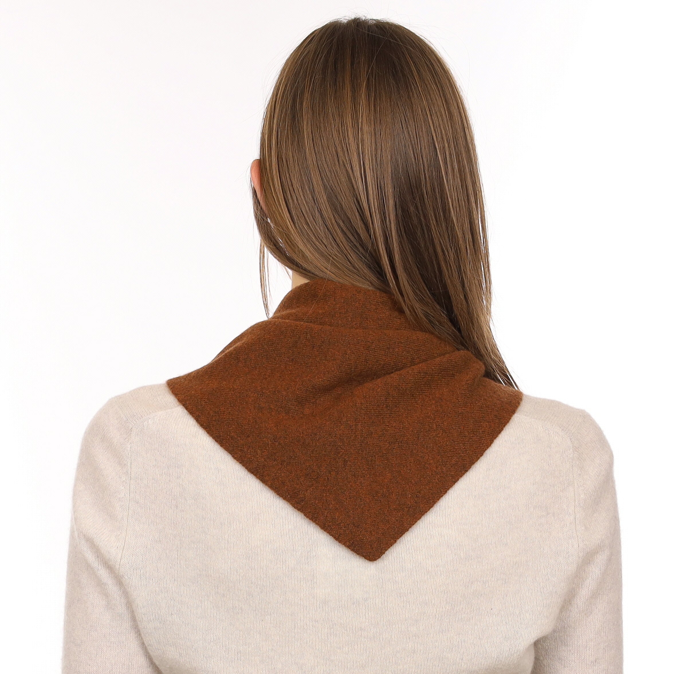 Brand New Chestnut Brown Recycled Cashmere Triangle Scarf