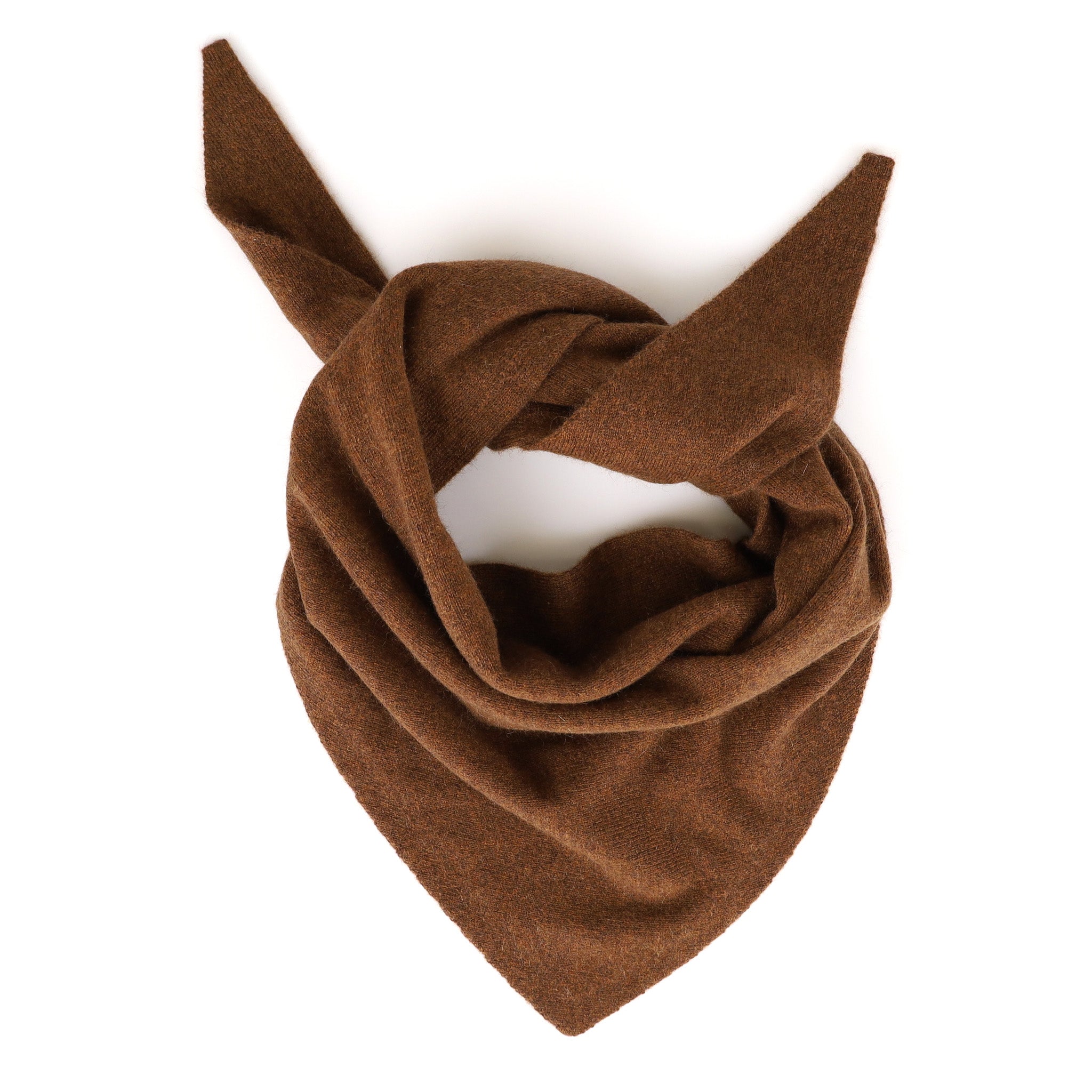 Brand New Chestnut Brown Recycled Cashmere Triangle Scarf