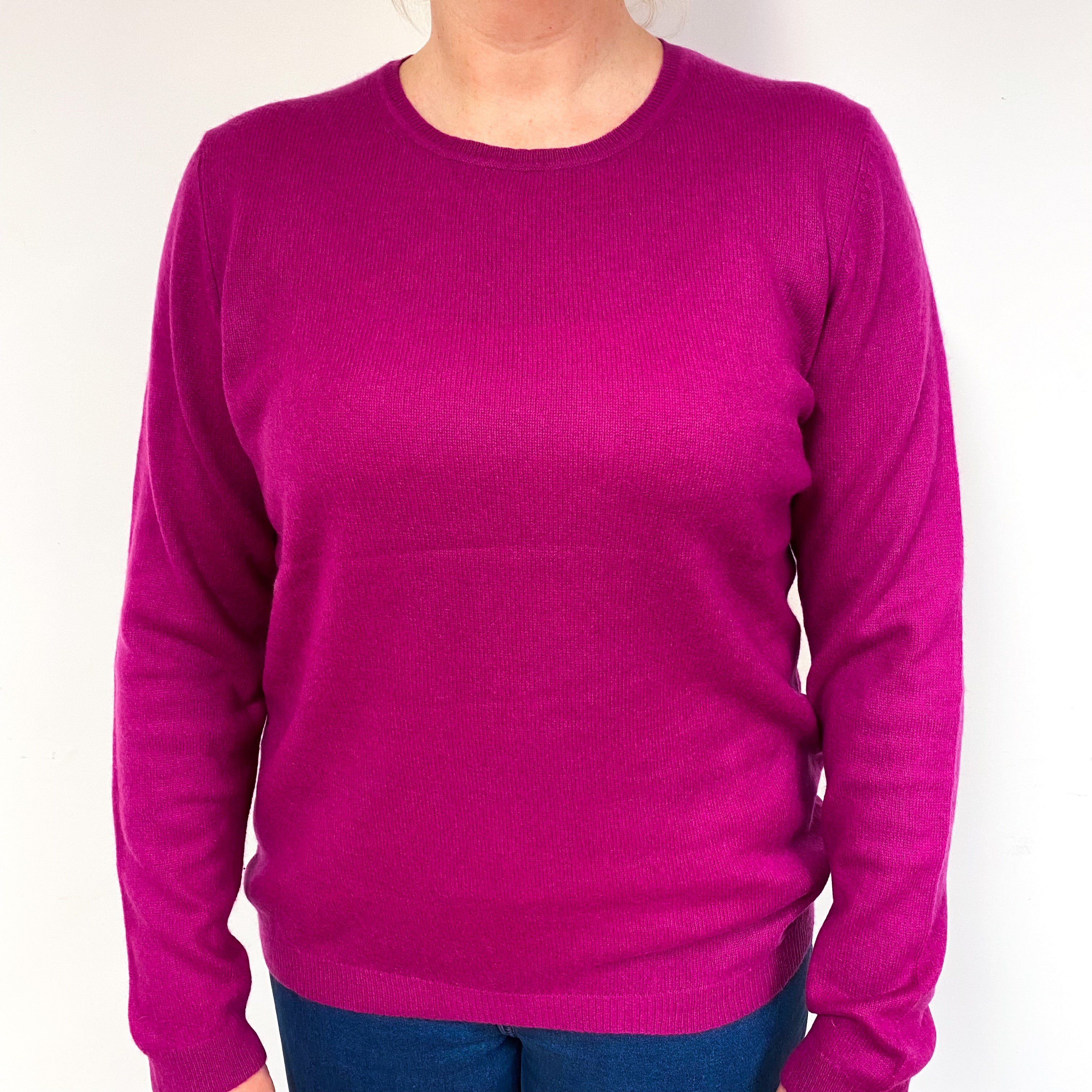 Magenta Purple Cashmere Crew Neck Jumper Large