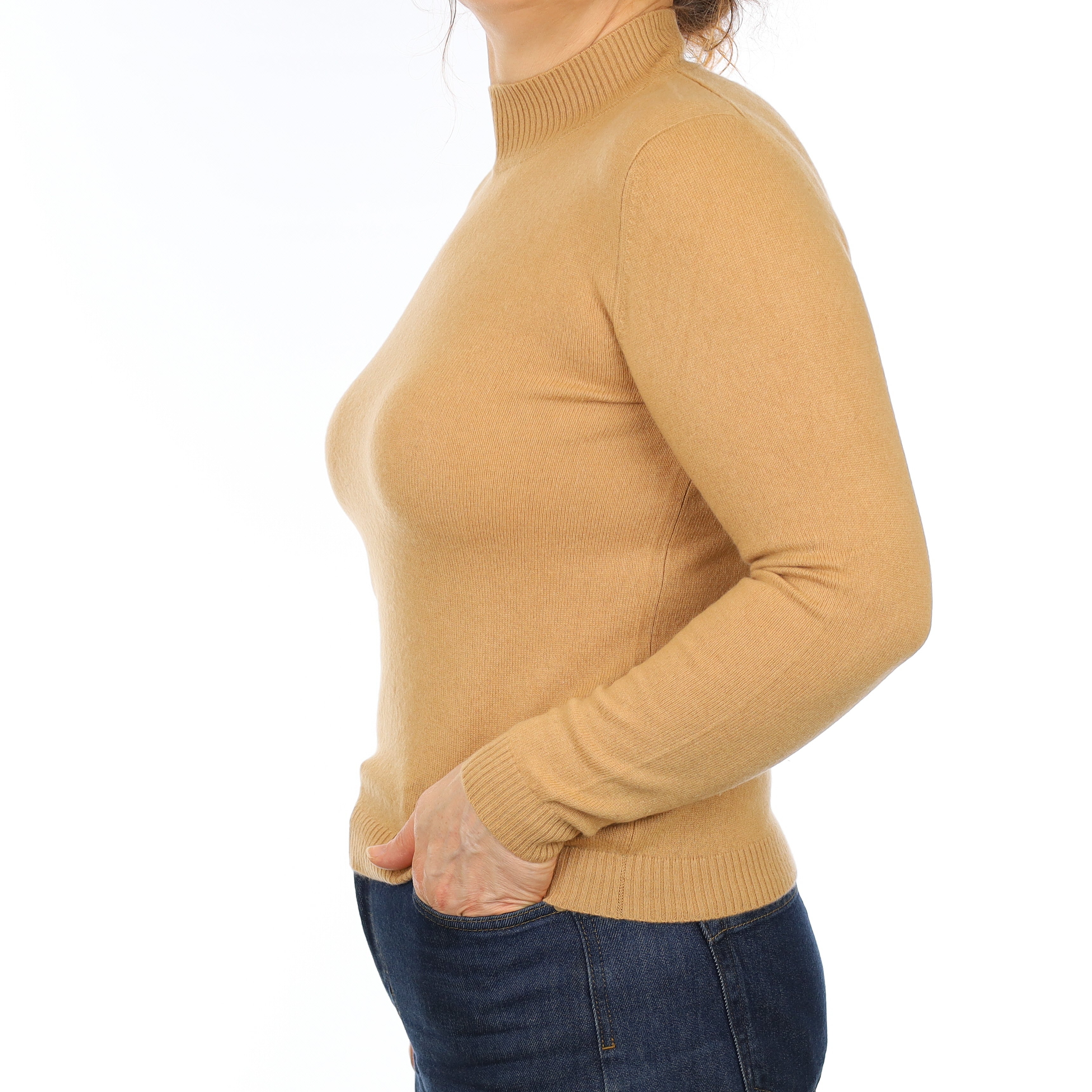 Caramel Brown Cashmere Turtle Neck Jumper Medium