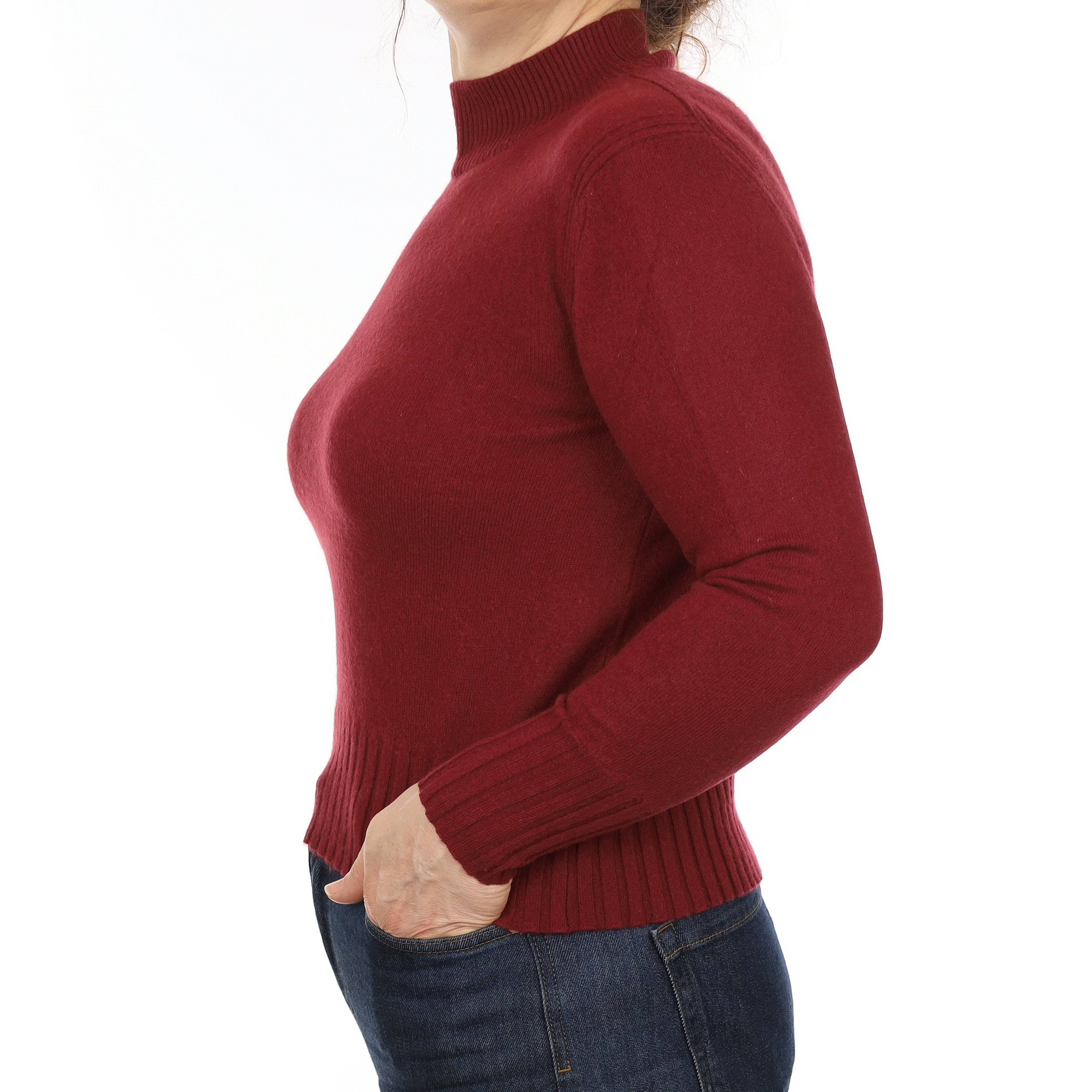 Burgundy Red Cashmere Turtle Neck Jumper Medium