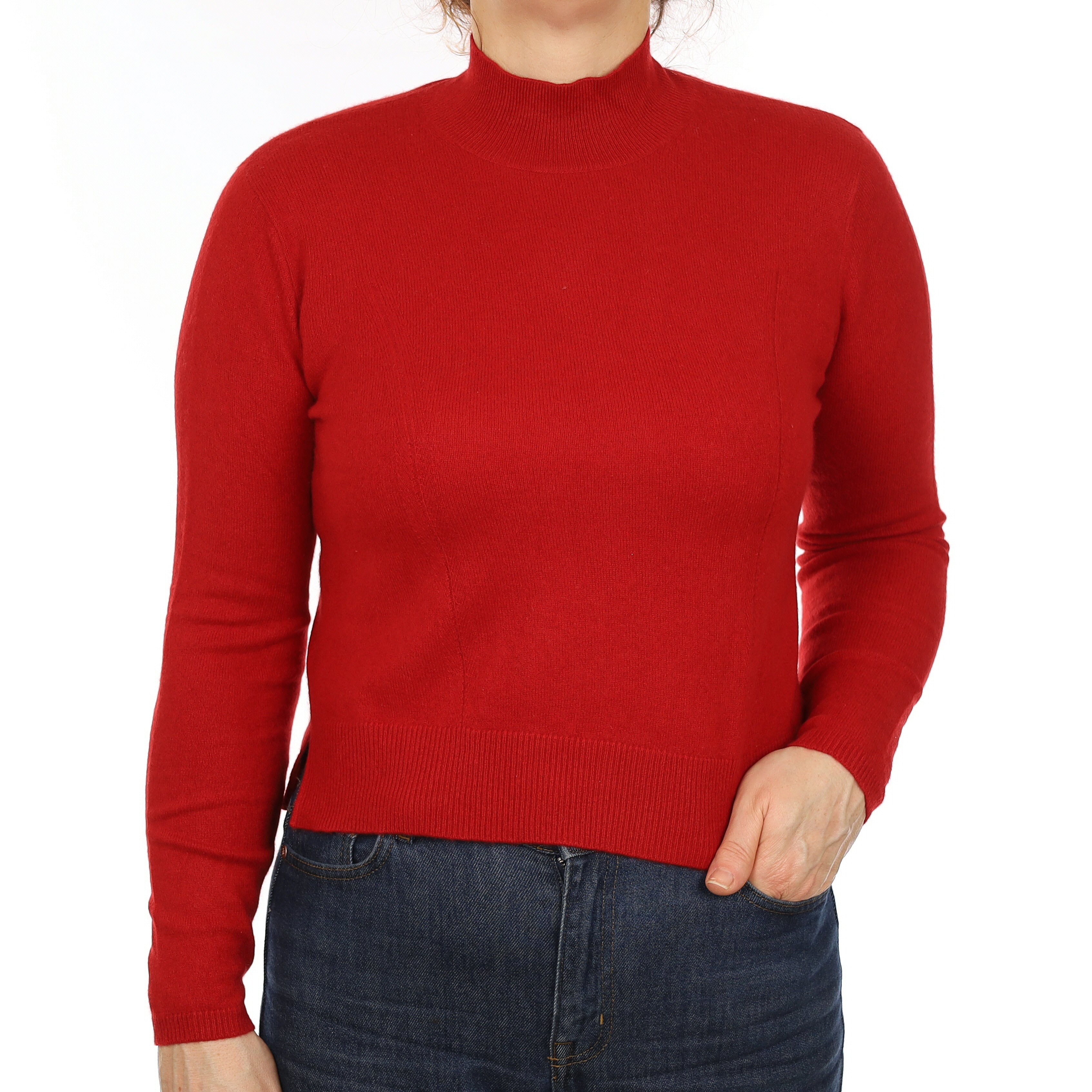 Berry Red Cashmere Turtle Neck Jumper Medium